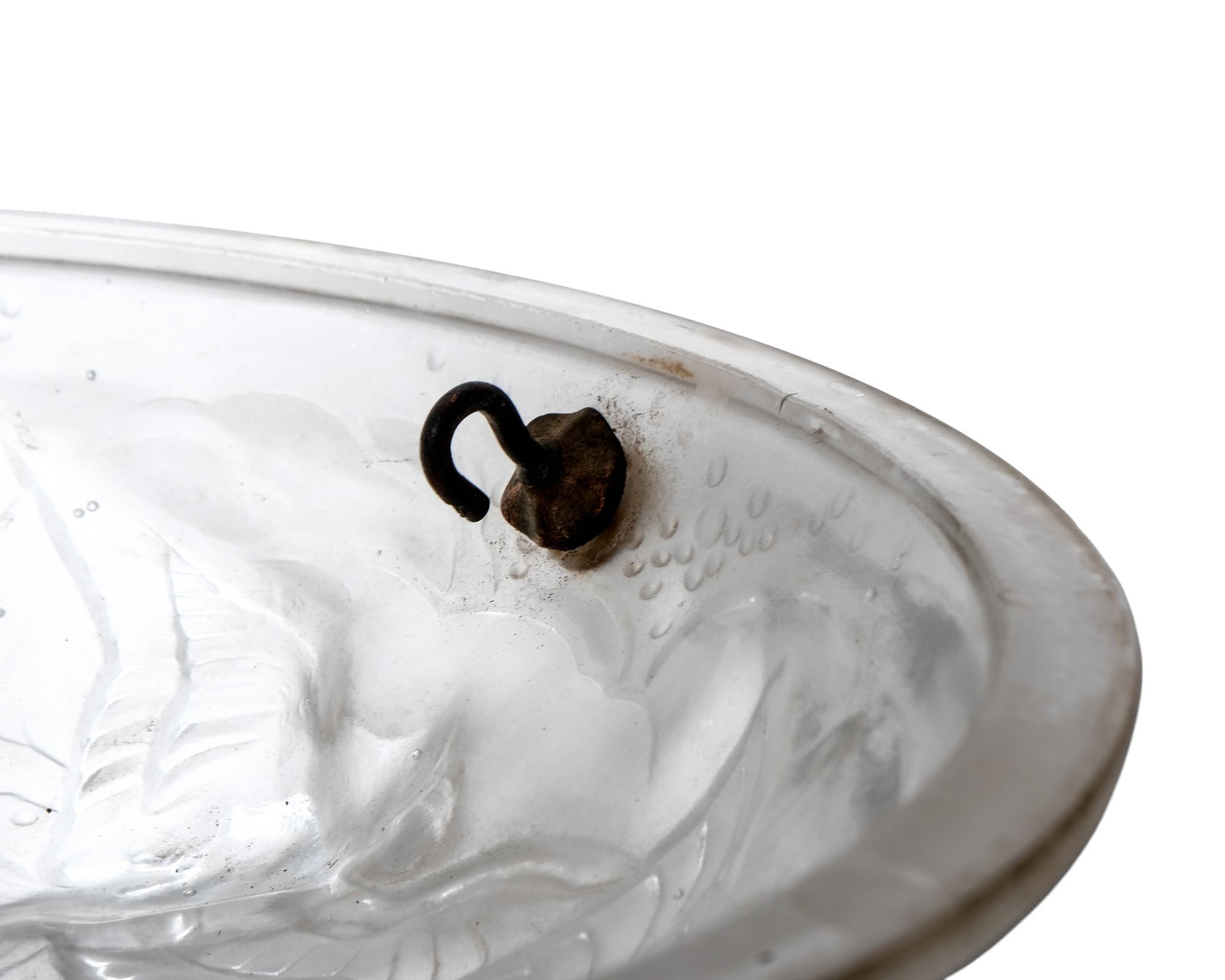 No Reserve- Muller Frères Luneville Art Deco Frosted Glass Hanging Pendant Bowl, Circa 1930, Signed - 8