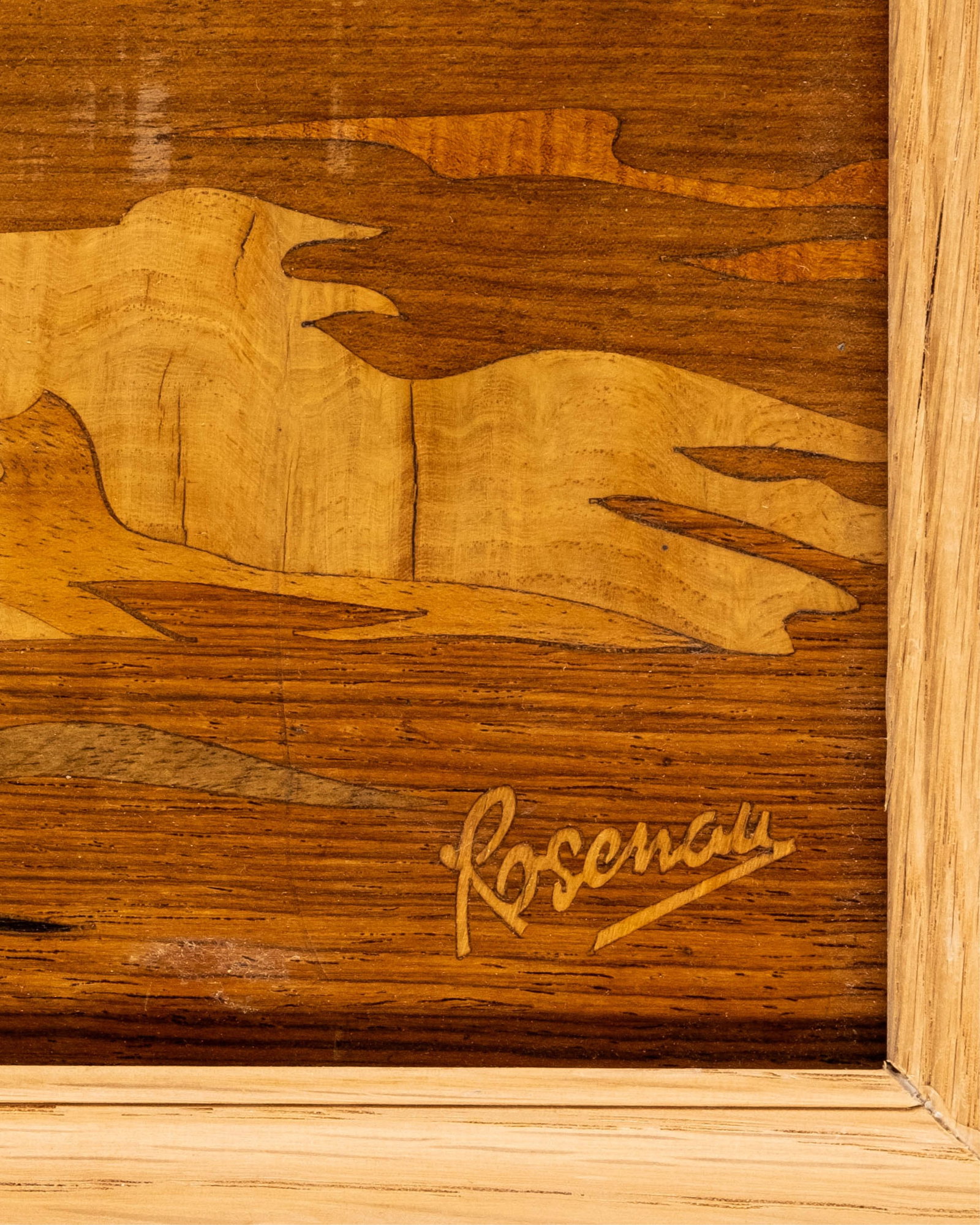 No Reserve- Pierre Rosenau Art Nouveau Sailing Race Marquetry Panel - 4