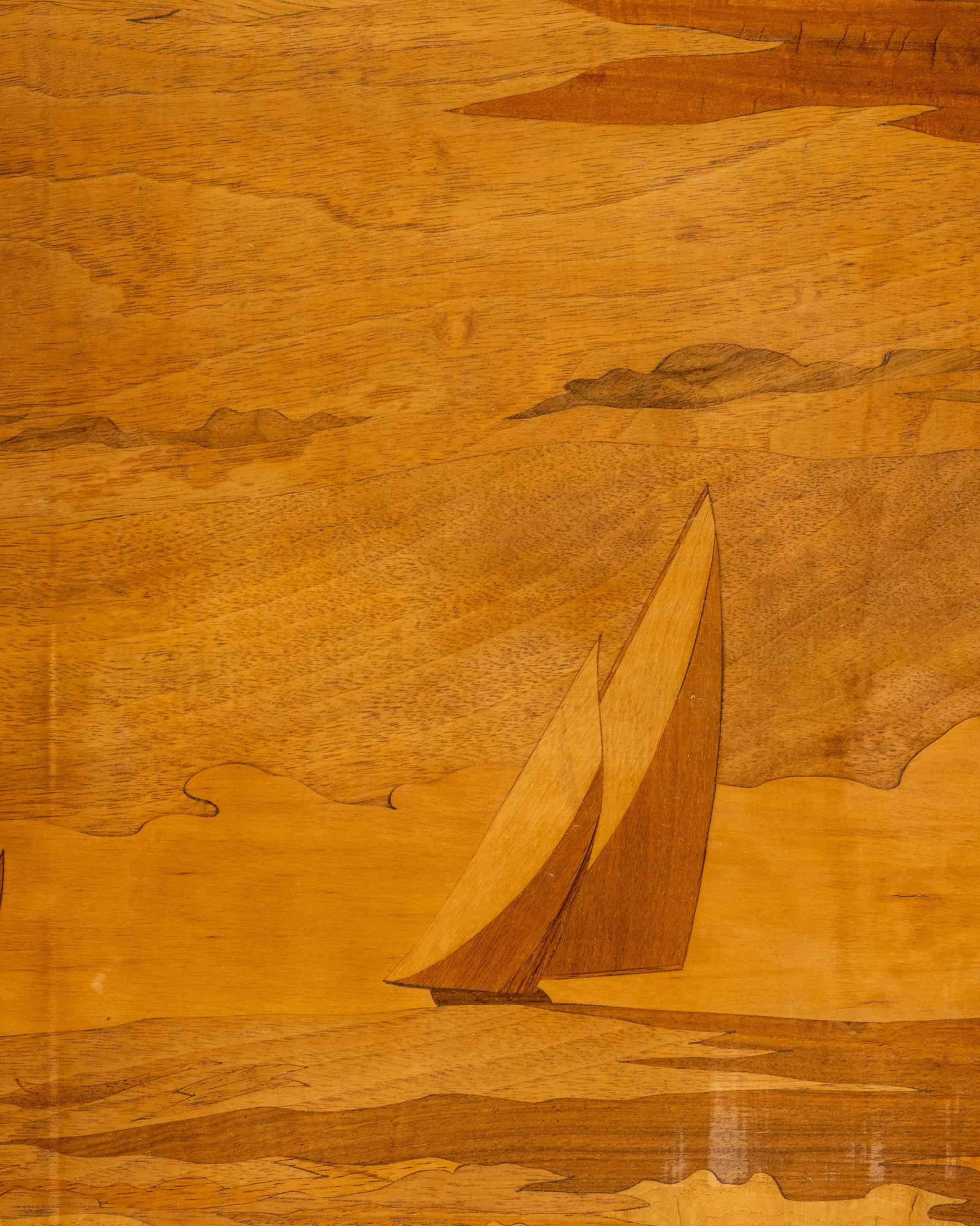 No Reserve- Pierre Rosenau Art Nouveau Sailing Race Marquetry Panel - 5