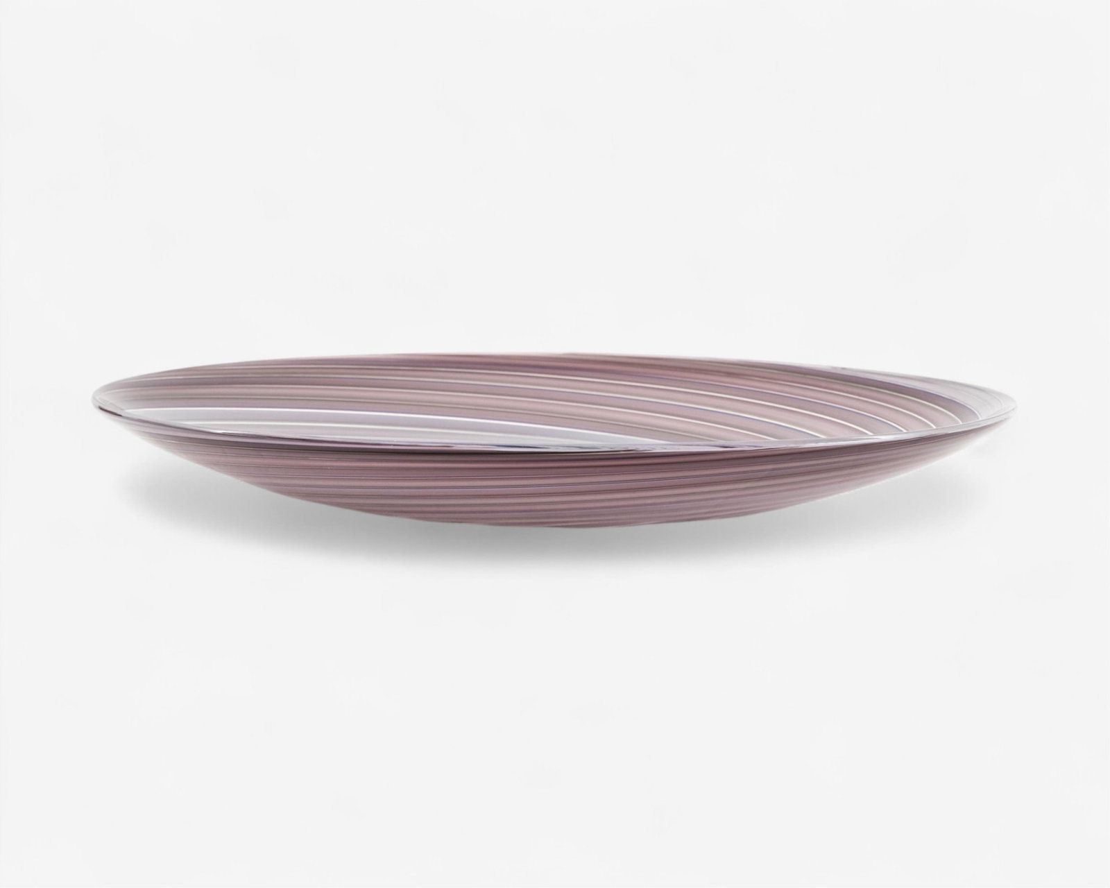 No Reserve- Adriano Dalla Valentina (attrib) 13-in Murano Hand Blown Swirled Glass Charger, Circa - 2