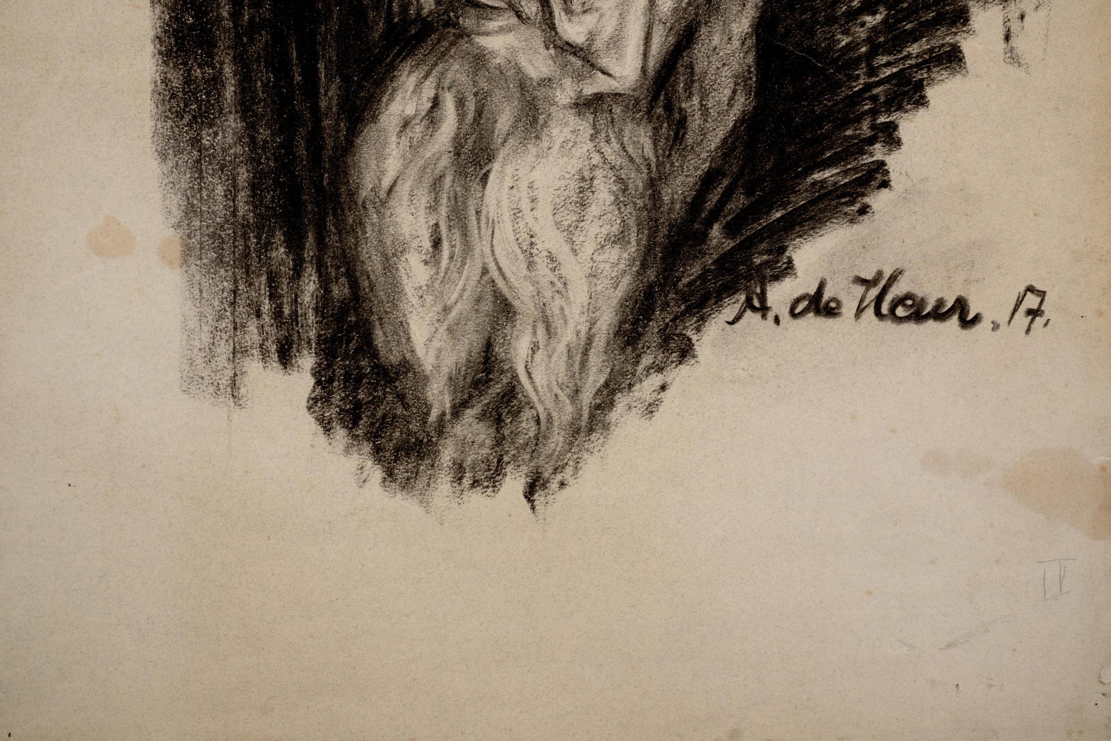 No Reserve- Adolf De Haer Signed Charcoal Portrait Painting - 2