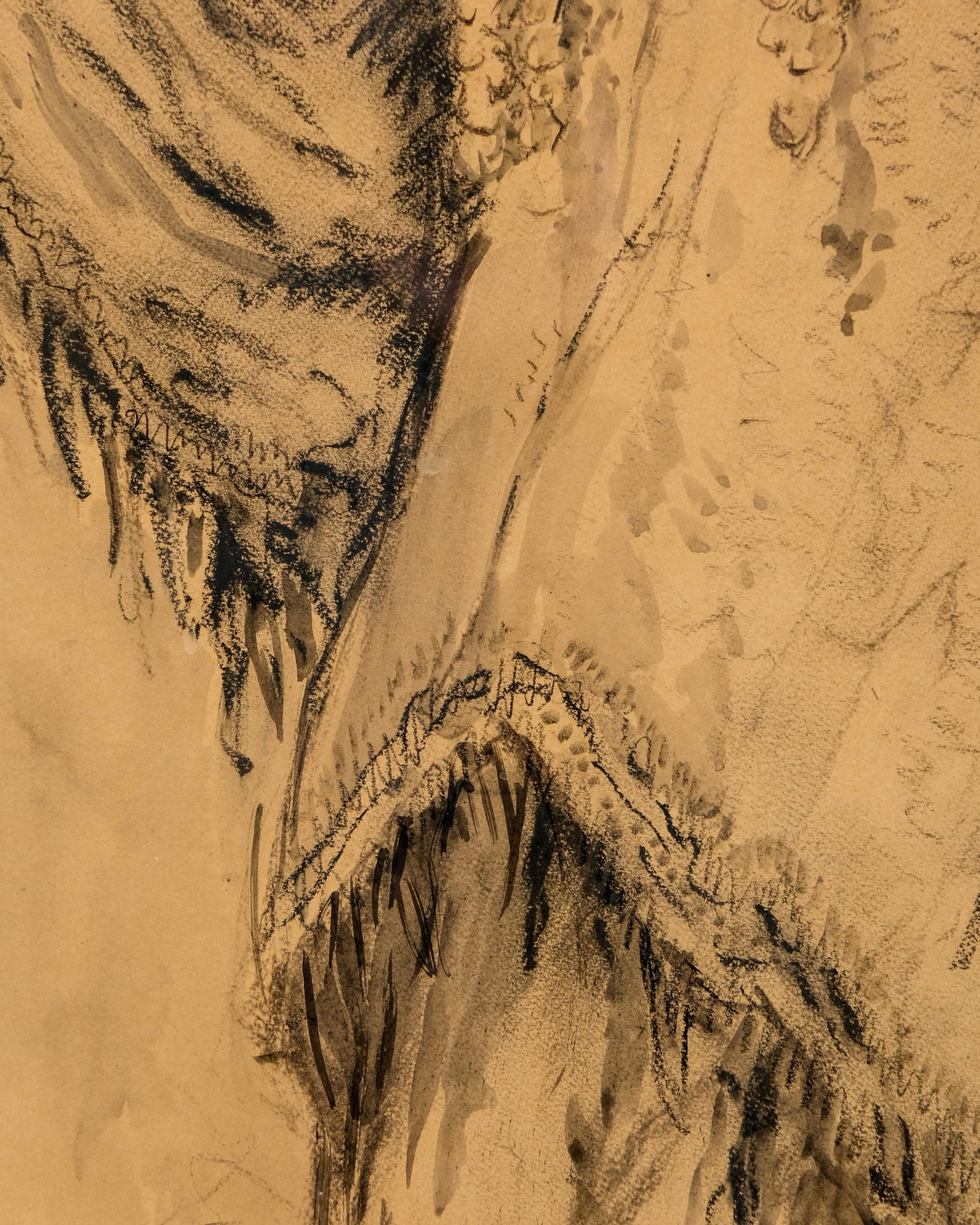 No Reserve- Gustave Flasschoen Art Nouveau Large Charcoal & Watercolor Painting, on Paper Signed - 9