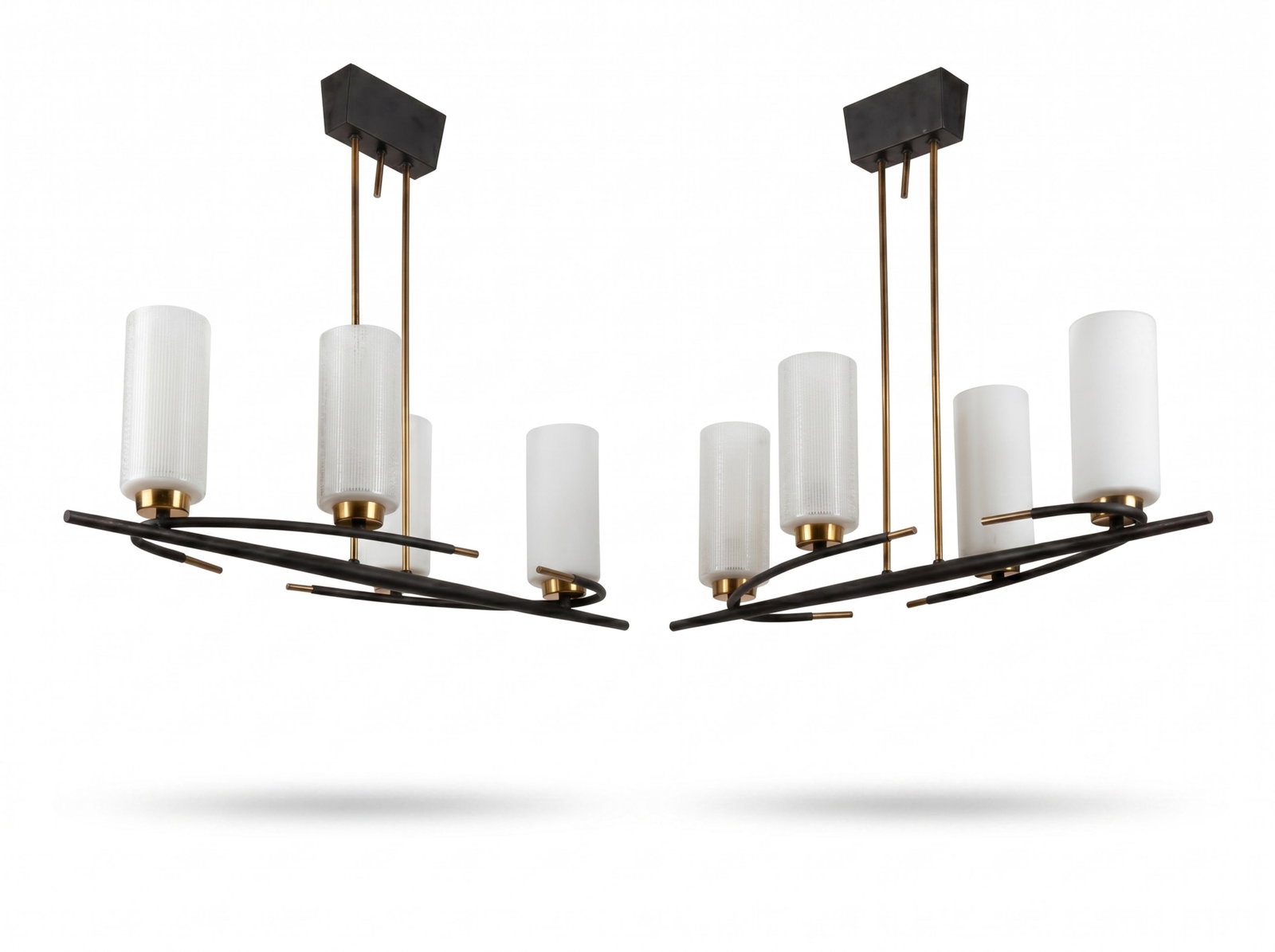 No Reserve- Pair of Italian Mid-Century Modern Four-Light Ceiling Fixtures (1 of 5)