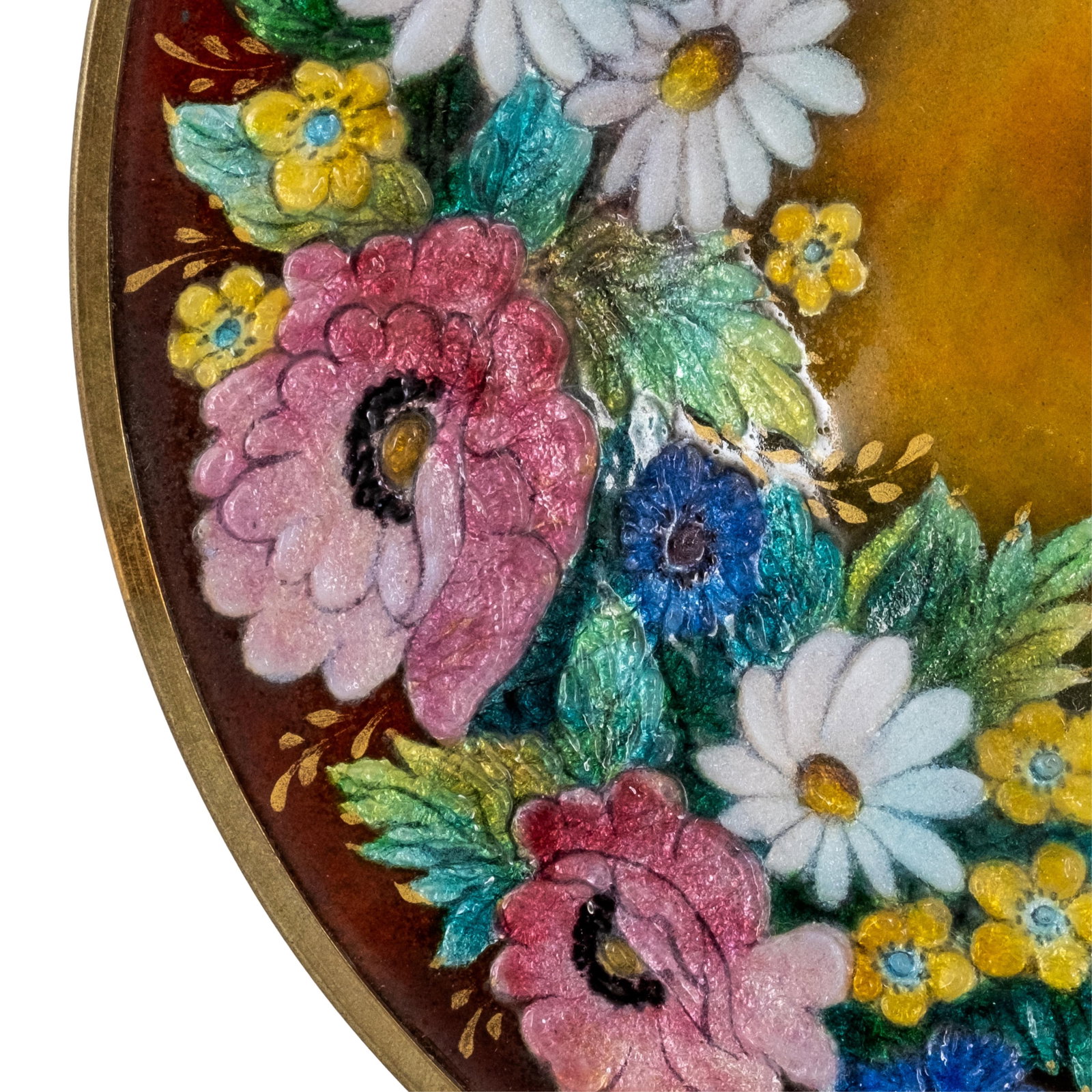 No Reserve- Camille Faure antique signed Limoges Hand Painted Enamel on Copper Display Plate - 3