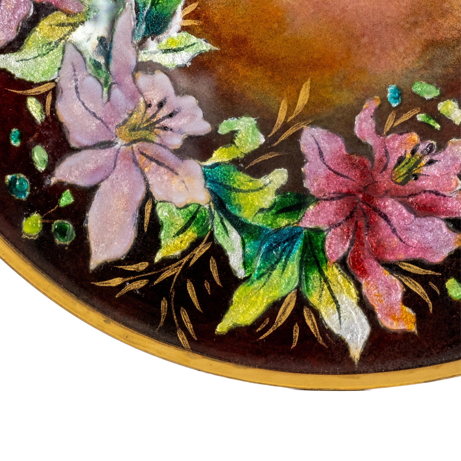 No Reserve- Camille Faure Signed Limoges Hand Painted Enamel on Copper Display Plate - 3