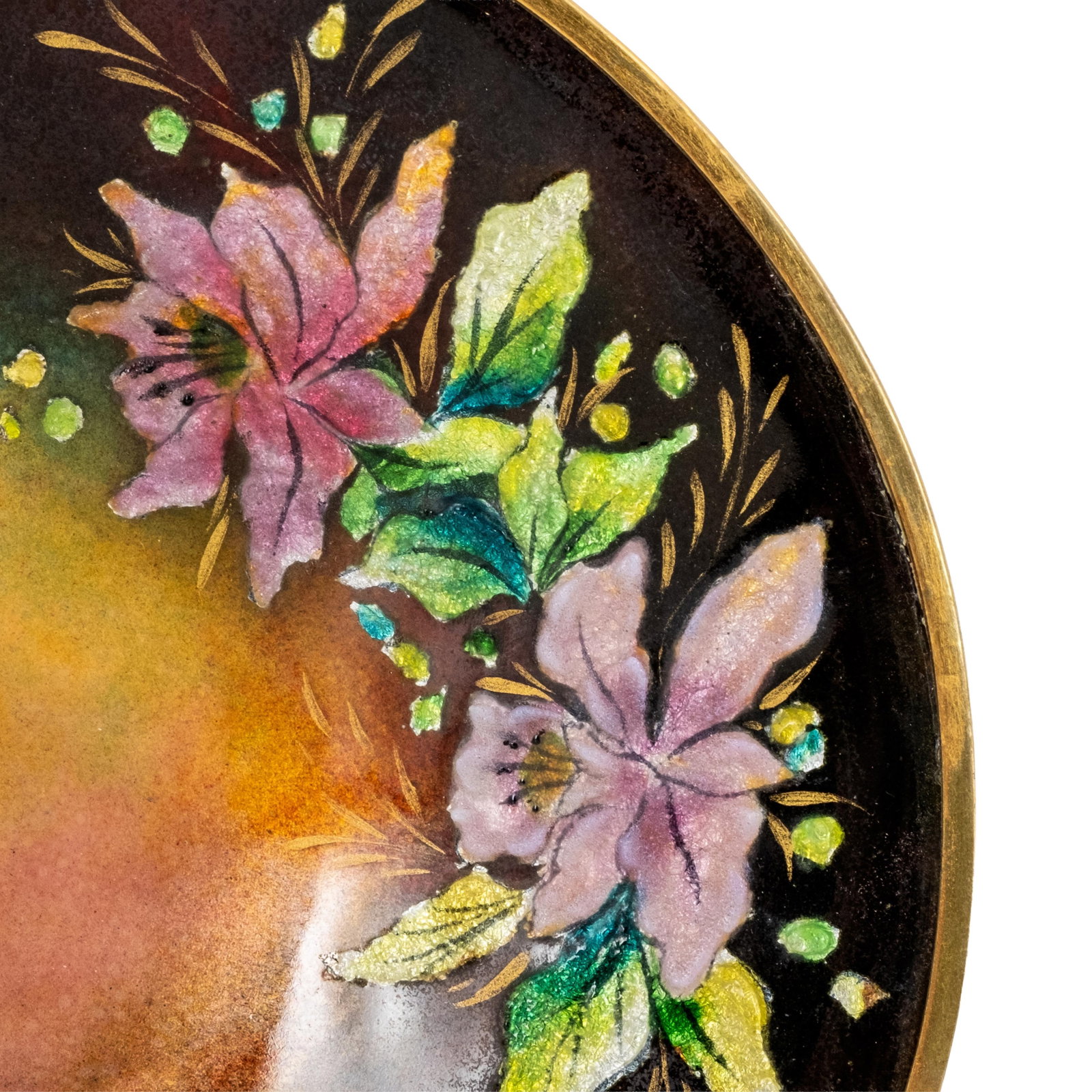 No Reserve- Camille Faure Signed Limoges Hand Painted Enamel on Copper Display Plate - 4
