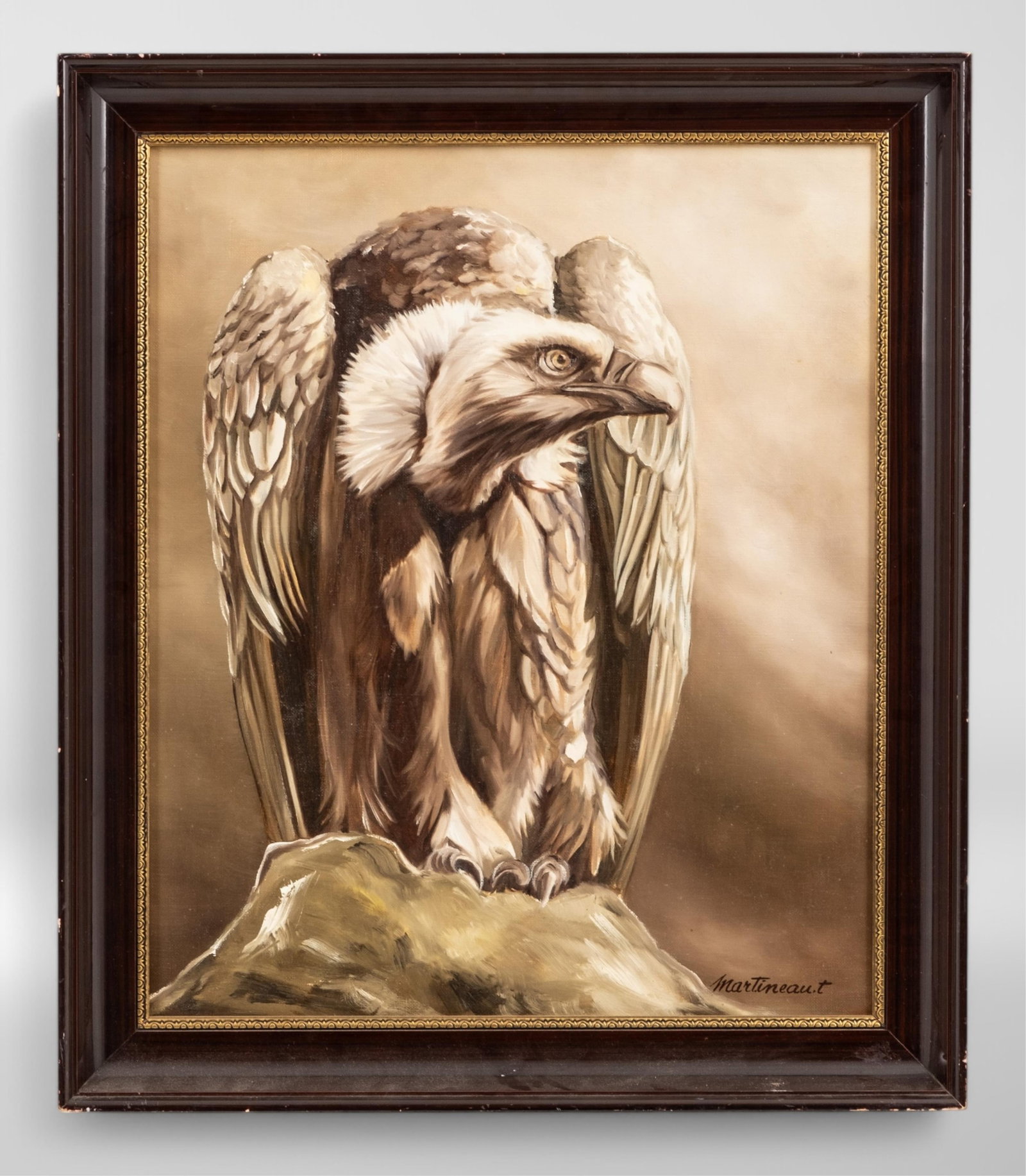 No Reserve- Martineaut Signed "The Giant Condor" French Oil on Canvas Painting, 20th Century - 3