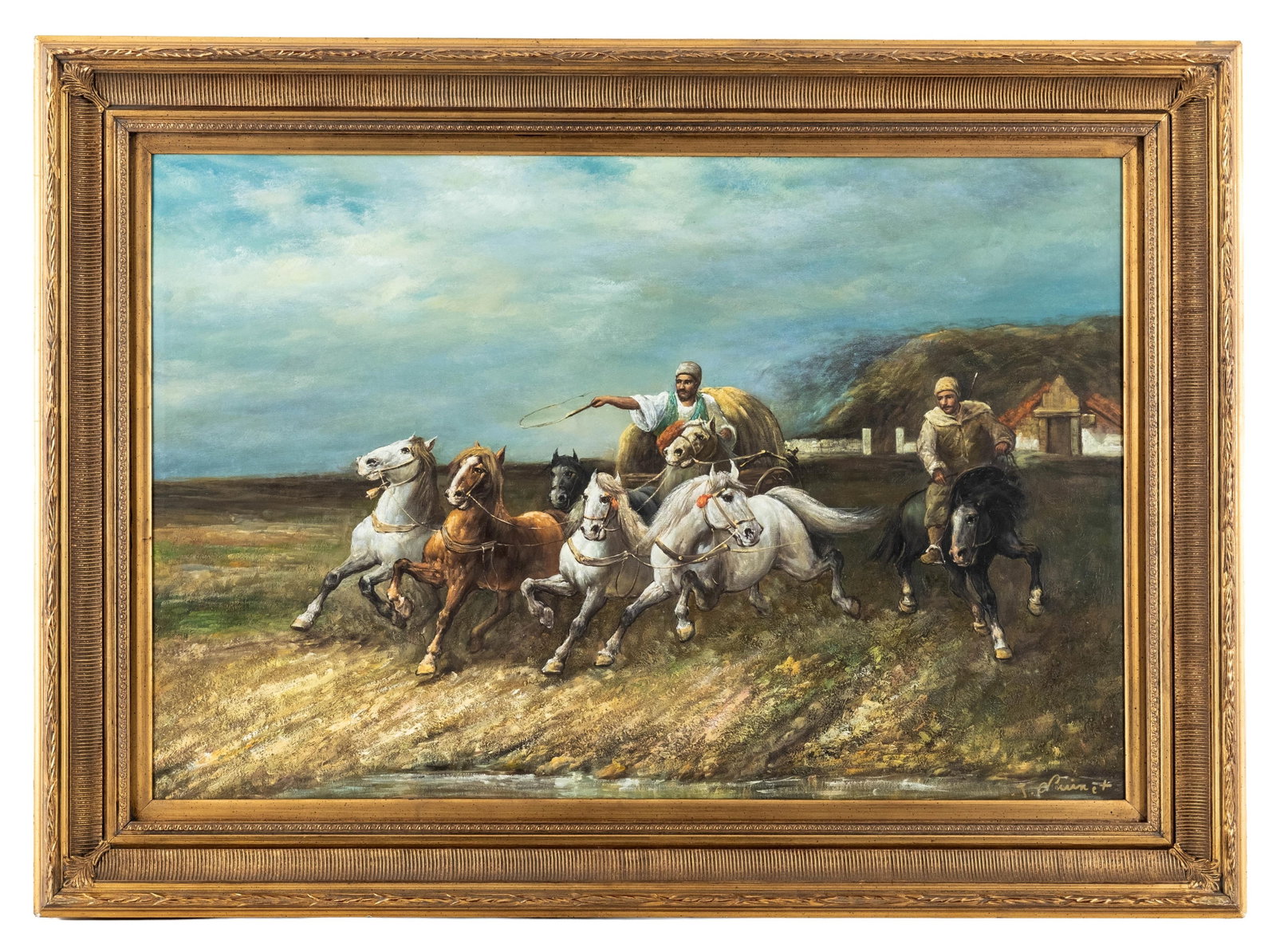 No Reserve- Signed Orientalist Equestrian Oil Painting - 3