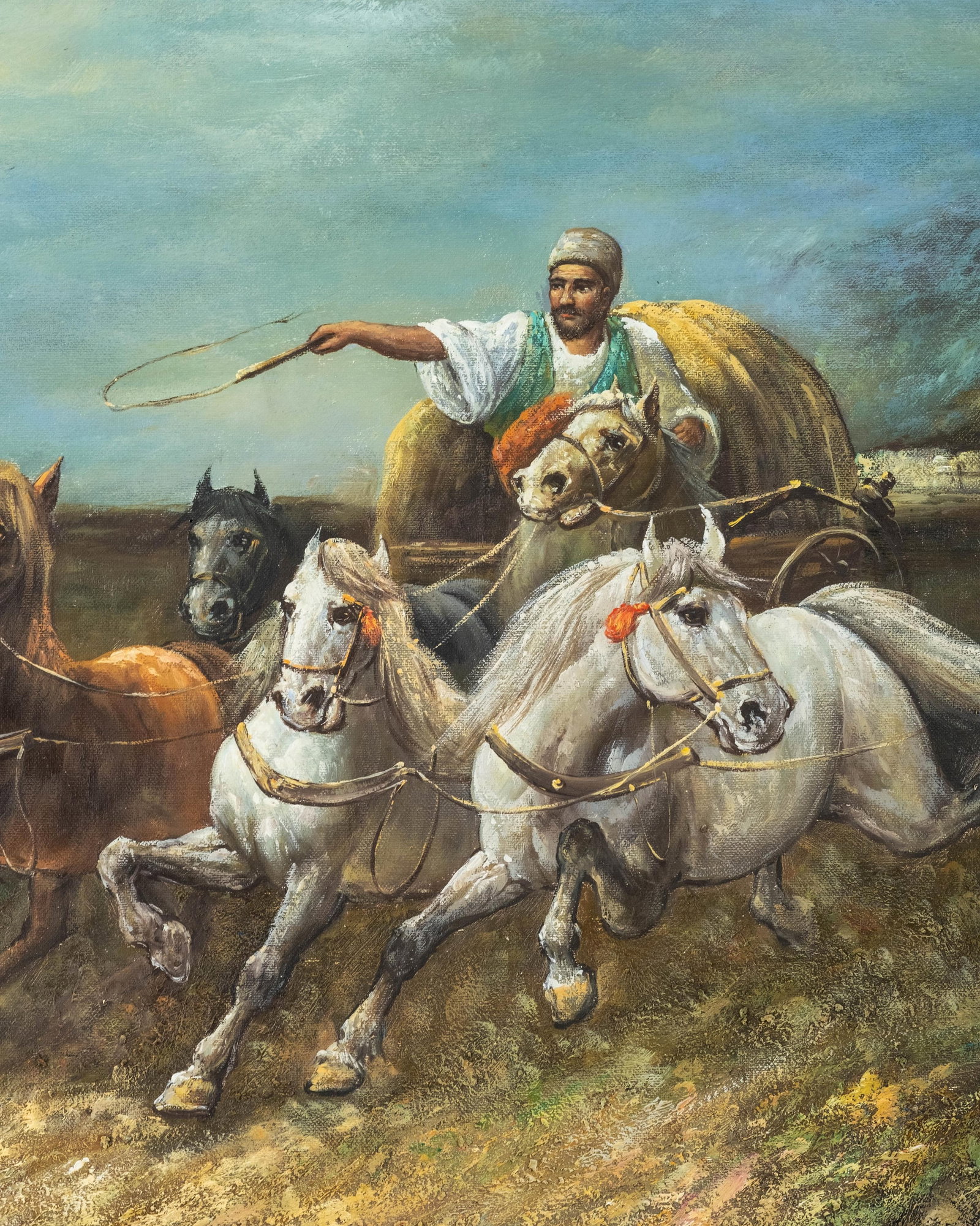 No Reserve- Signed Orientalist Equestrian Oil Painting - 6