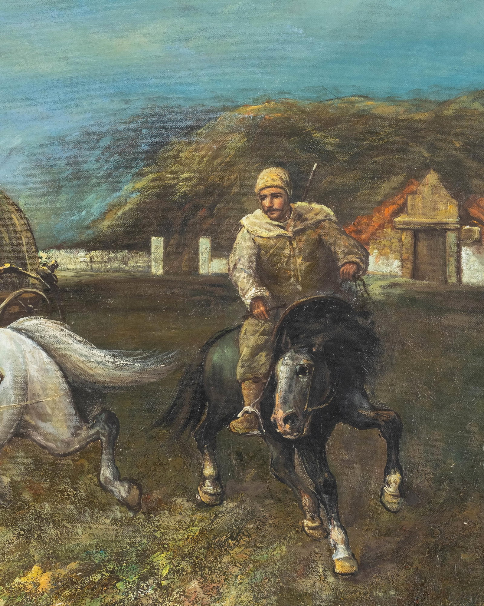 No Reserve- Signed Orientalist Equestrian Oil Painting - 7