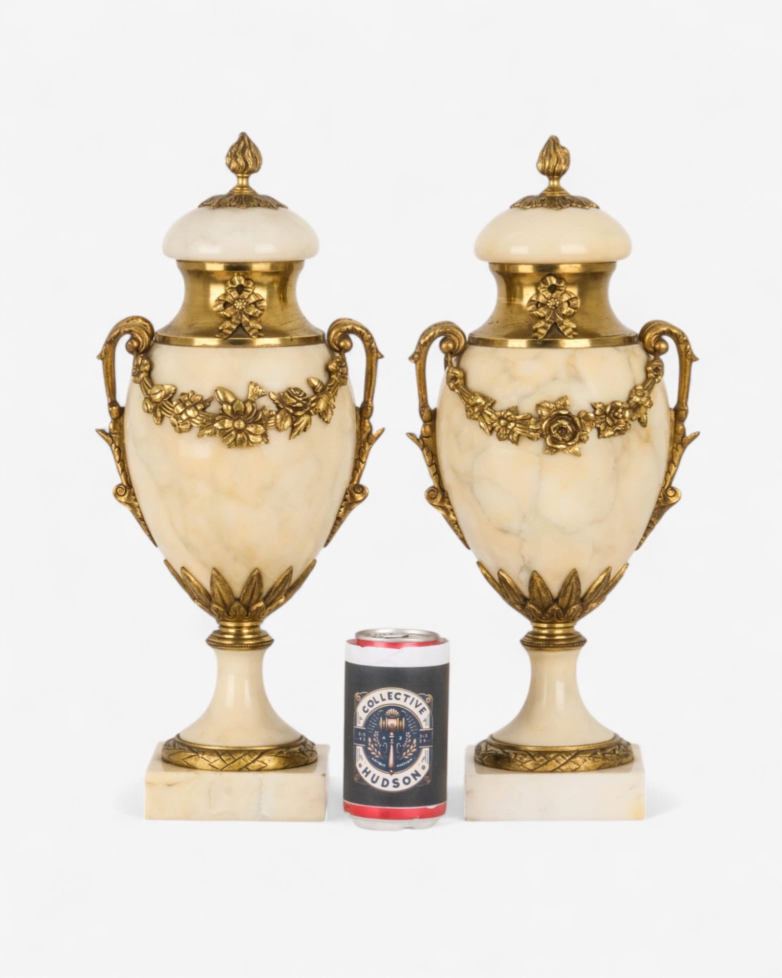 No Reserve- Pair of French Neoclassical Onyx and Gilt Bronze Cassolette Urns, 19th Century - 3