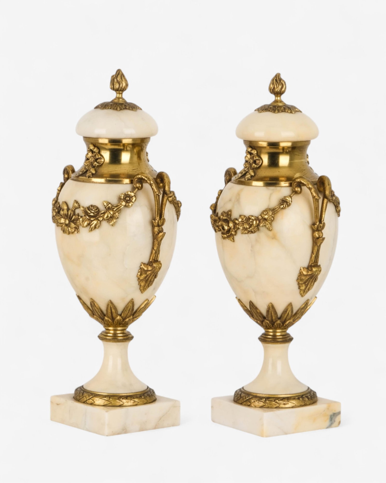 No Reserve- Pair of French Neoclassical Onyx and Gilt Bronze Cassolette Urns, 19th Century - 7