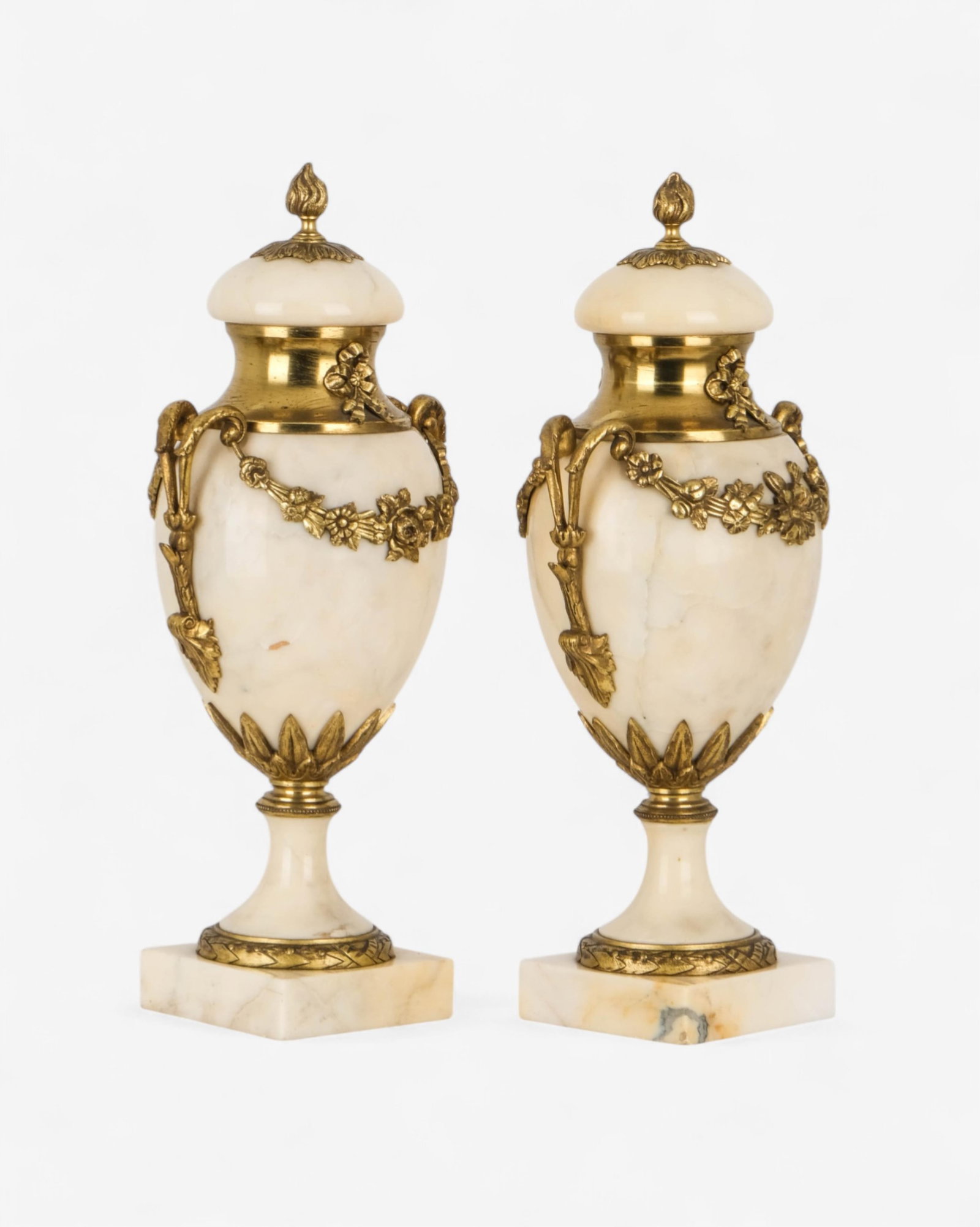 No Reserve- Pair of French Neoclassical Onyx and Gilt Bronze Cassolette Urns, 19th Century - 8