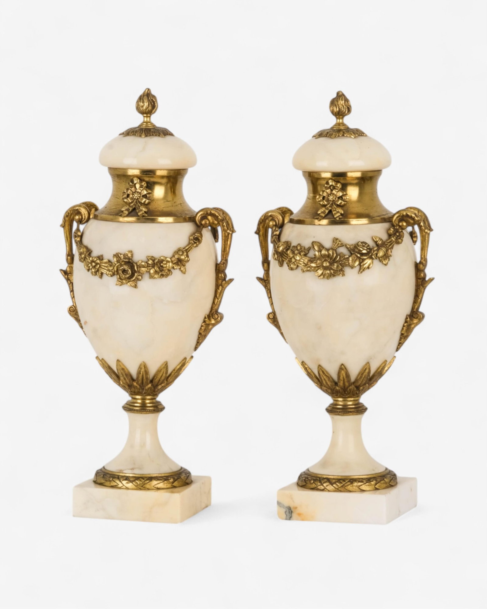 No Reserve- Pair of French Neoclassical Onyx and Gilt Bronze Cassolette Urns, 19th Century - 9