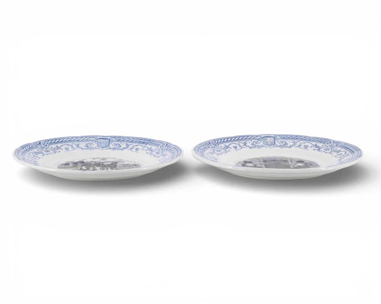 No Reserve- 19th Century French Sarreguemines Faience “La Vie Militaire" Talking Plates, - 4
