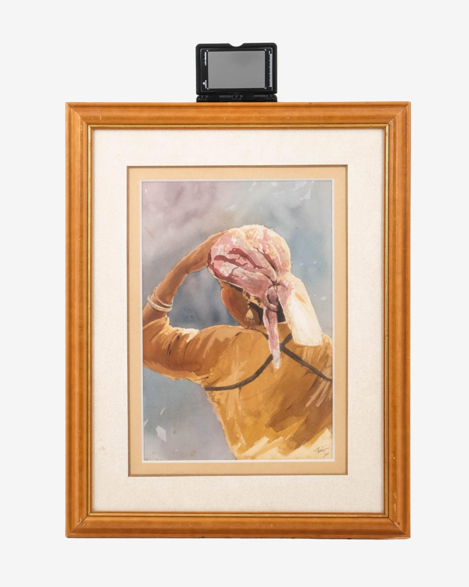 No Reserve- Signed Orientalist School, Watercolor, Painting, Woman with Headscarf, 20th Century - 12
