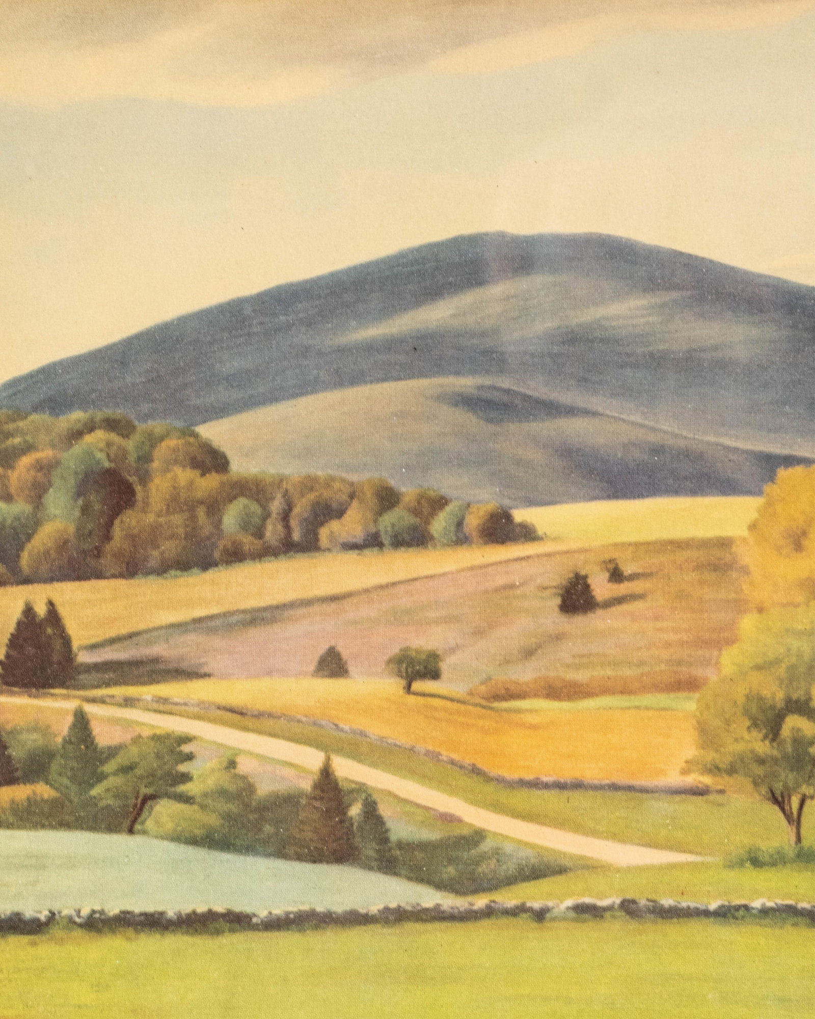 No Reserve- Edward Bruce Lithograph Print 'Farm Near Weston' 1930s - 5