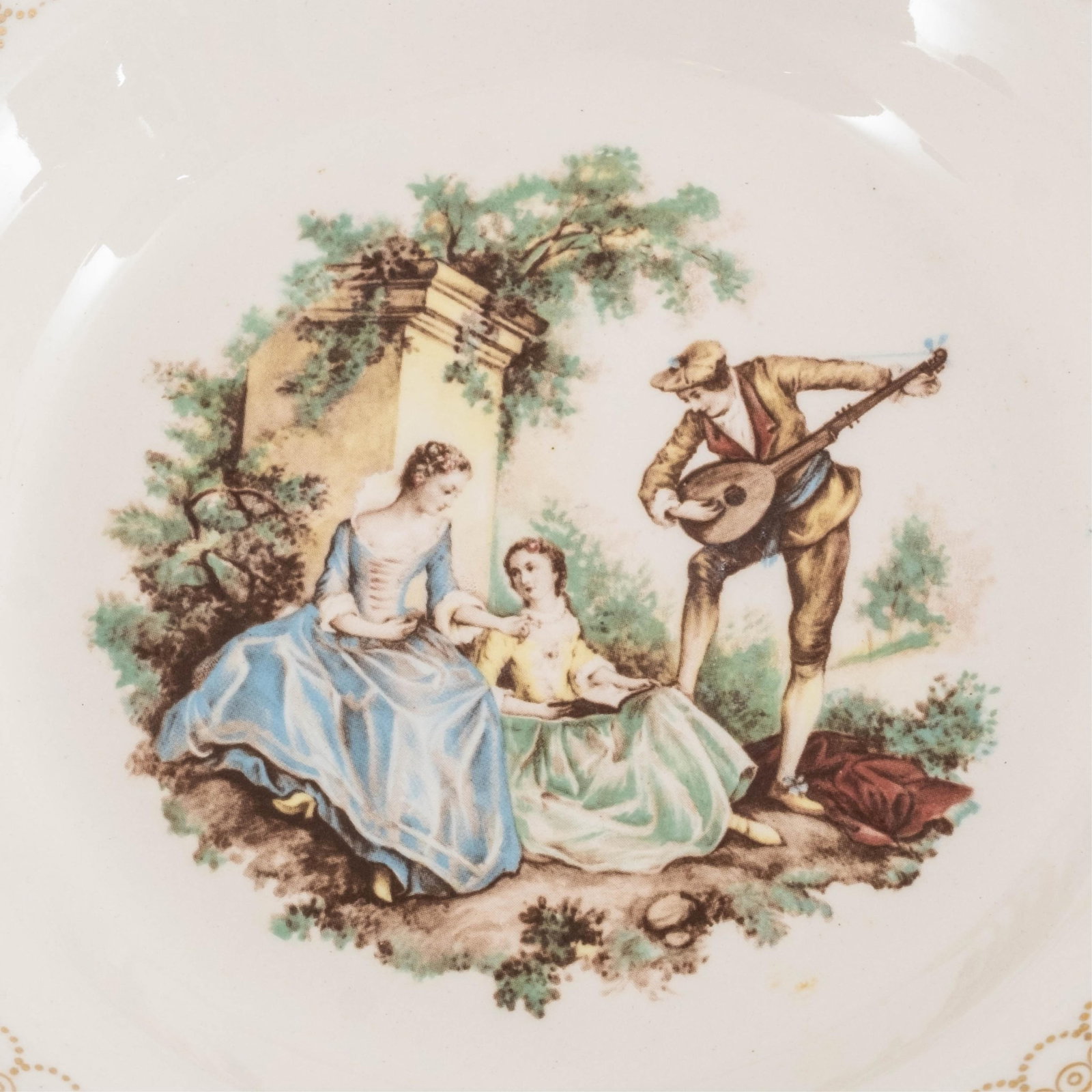 No Reserve- Limoges Porcelain Two-Piece Lot: Cat Clock Trinket Box and Serenade Plate - 2