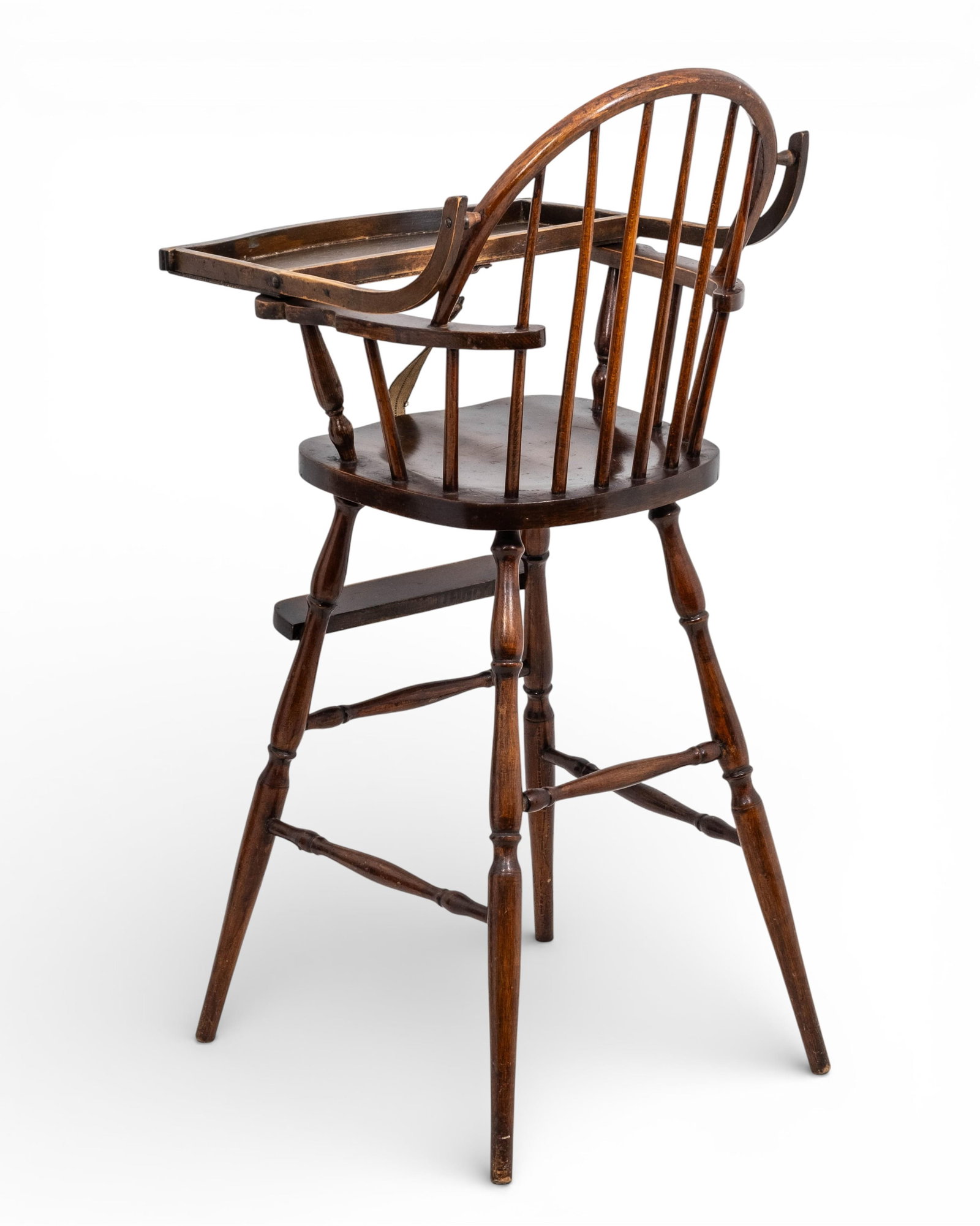 No Reserve- Wallace Nutting Style Windsor High Chair With Tray, Circa 1930 - 7
