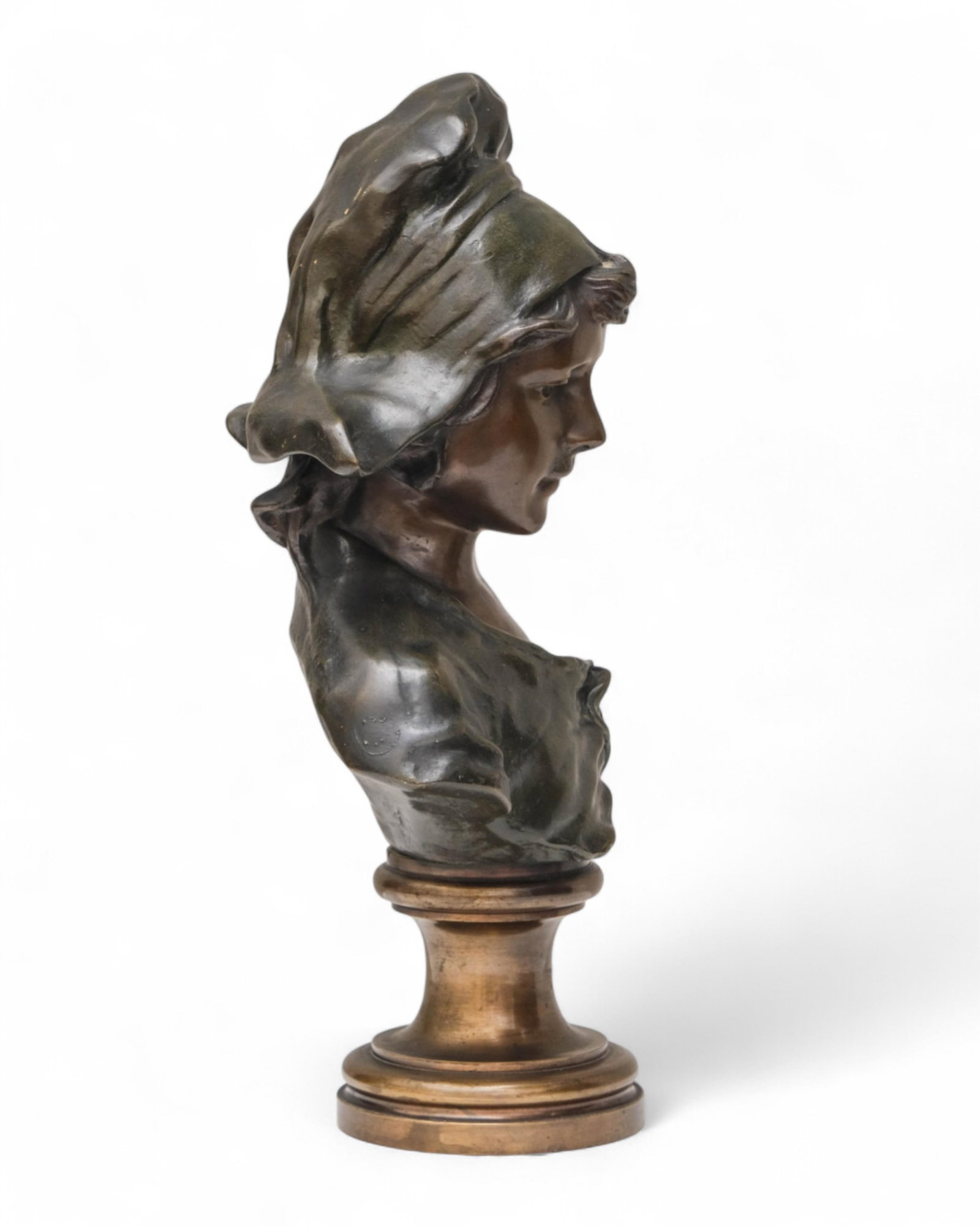 No Reserve- Auguste Bija Art Nouveau Patinated Bronze Bust Sculpture, Signed c.1900 - 11