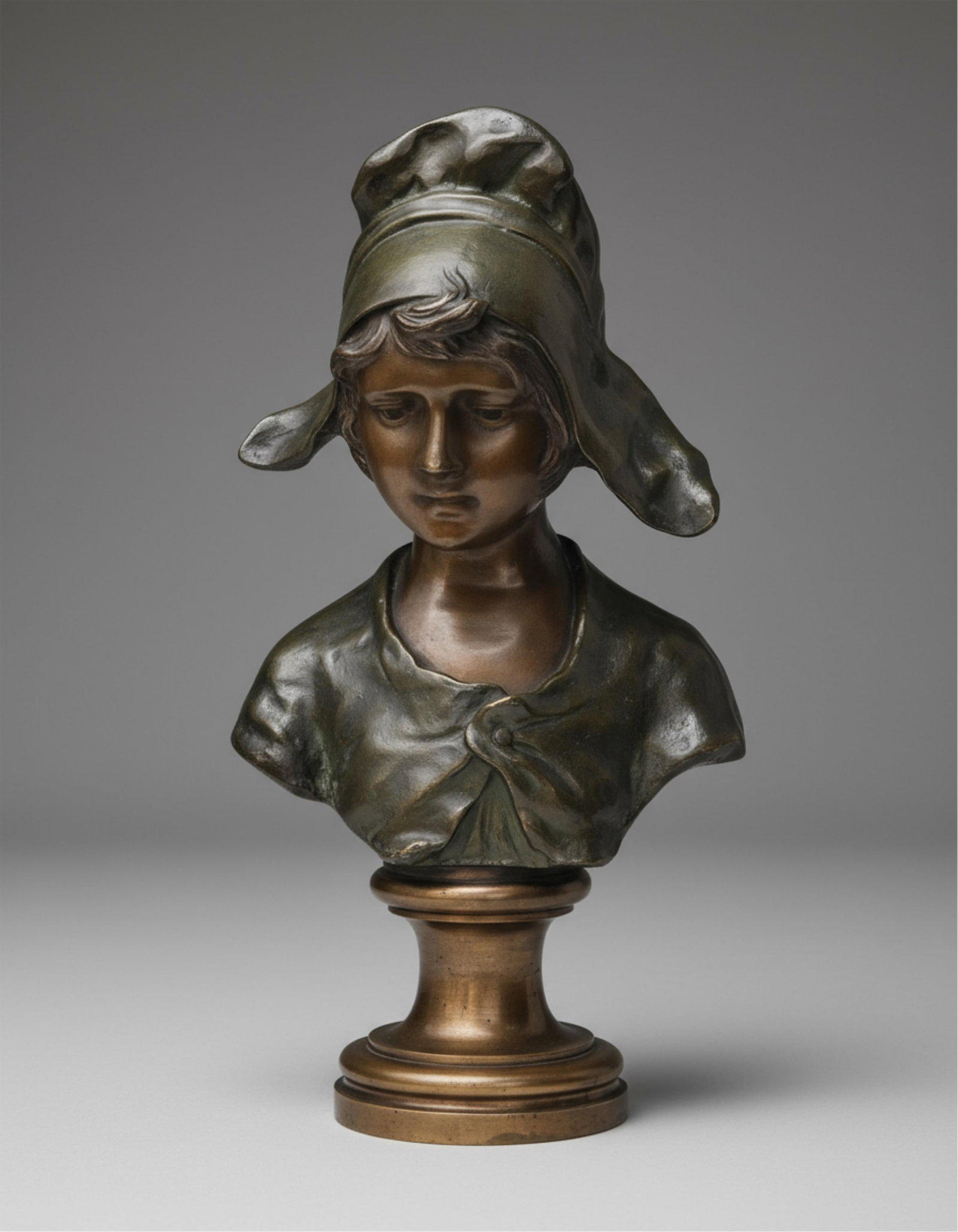 No Reserve- Auguste Bija Art Nouveau Patinated Bronze Bust Sculpture, Signed c.1900 (1 of 12)