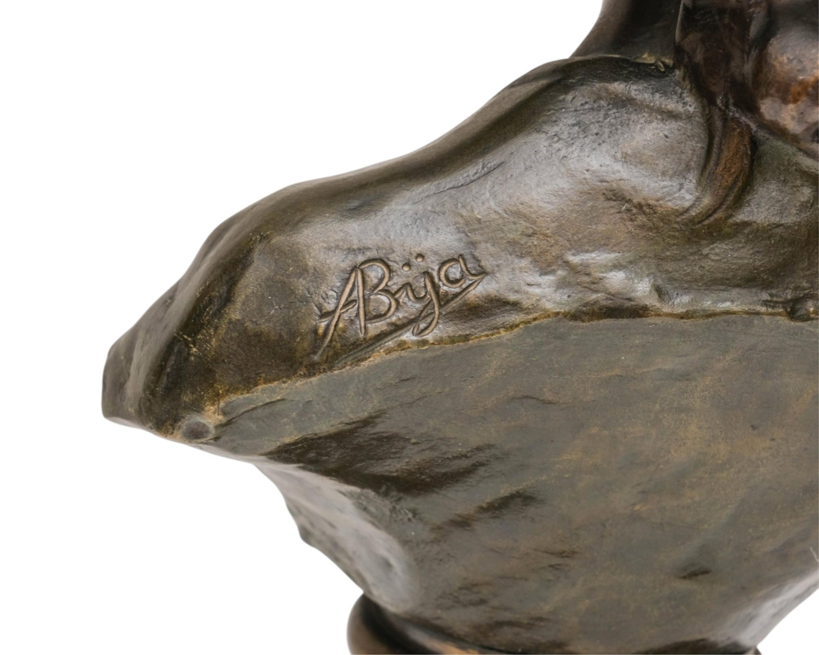 No Reserve- Auguste Bija Art Nouveau Patinated Bronze Bust Sculpture, Signed c.1900 - 3