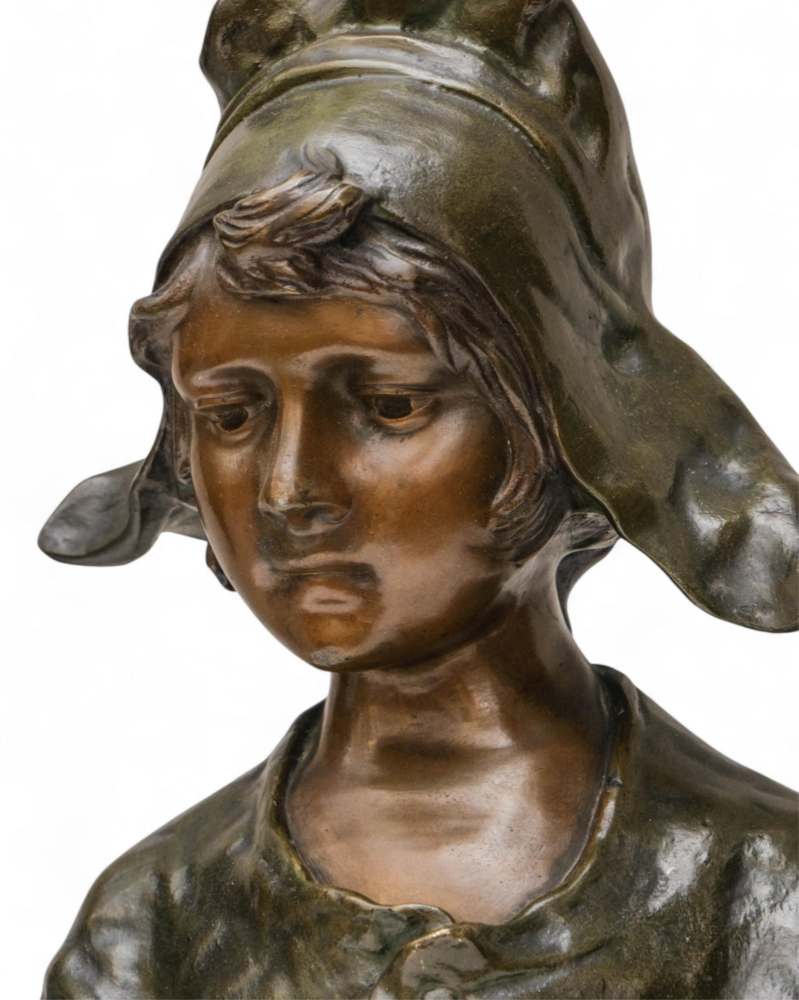 No Reserve- Auguste Bija Art Nouveau Patinated Bronze Bust Sculpture, Signed c.1900 - 4