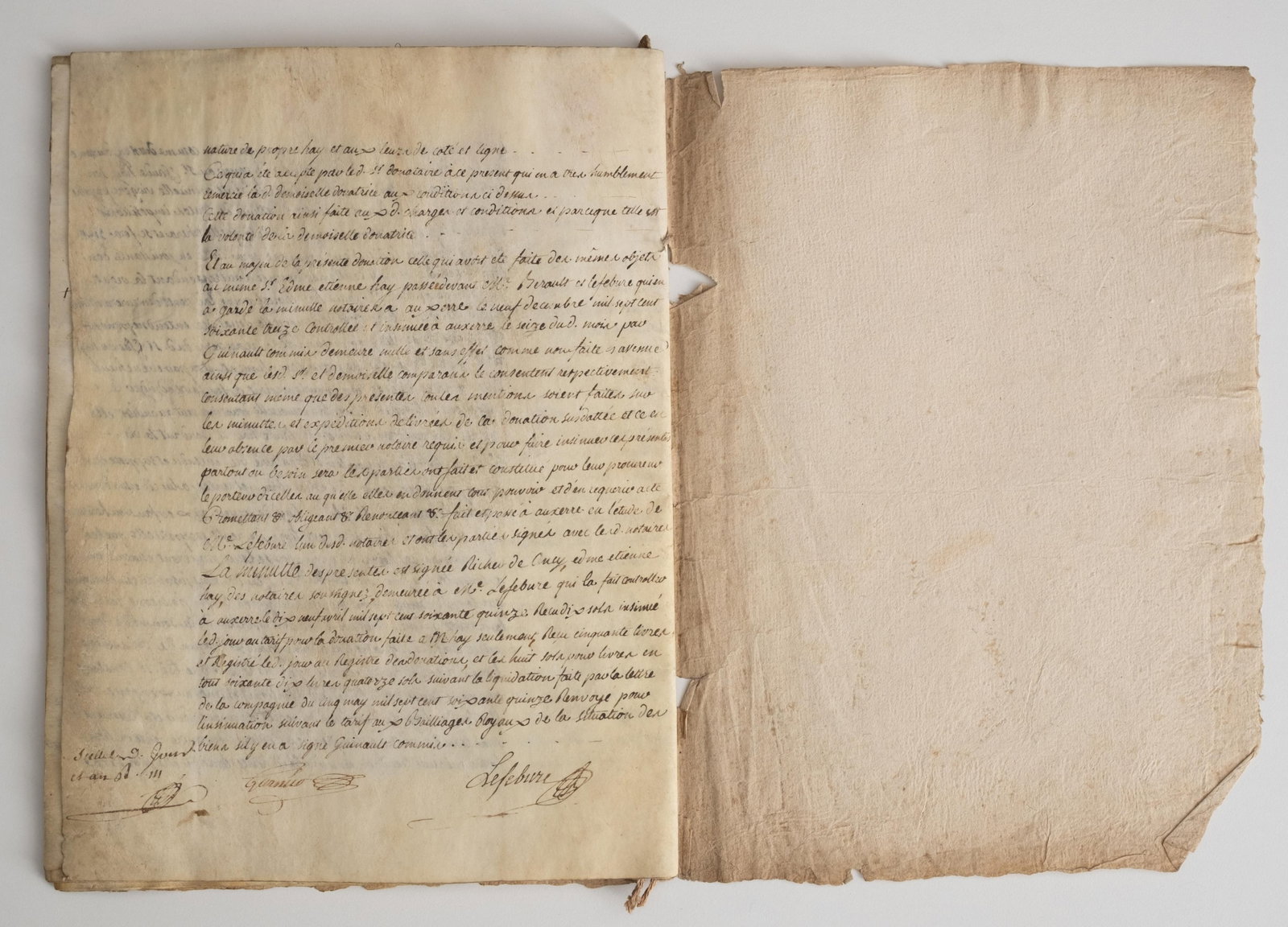 No Reserve- Signed 1775 French Notarial Donation Manuscript, Marie Jeanne Philiberte Richer to - 10