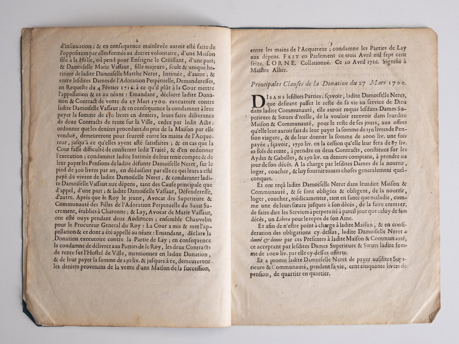 No Reserve- 1716 French Parliament Court Decision on Religious Donation, Paris Legal Pamphlet - 4