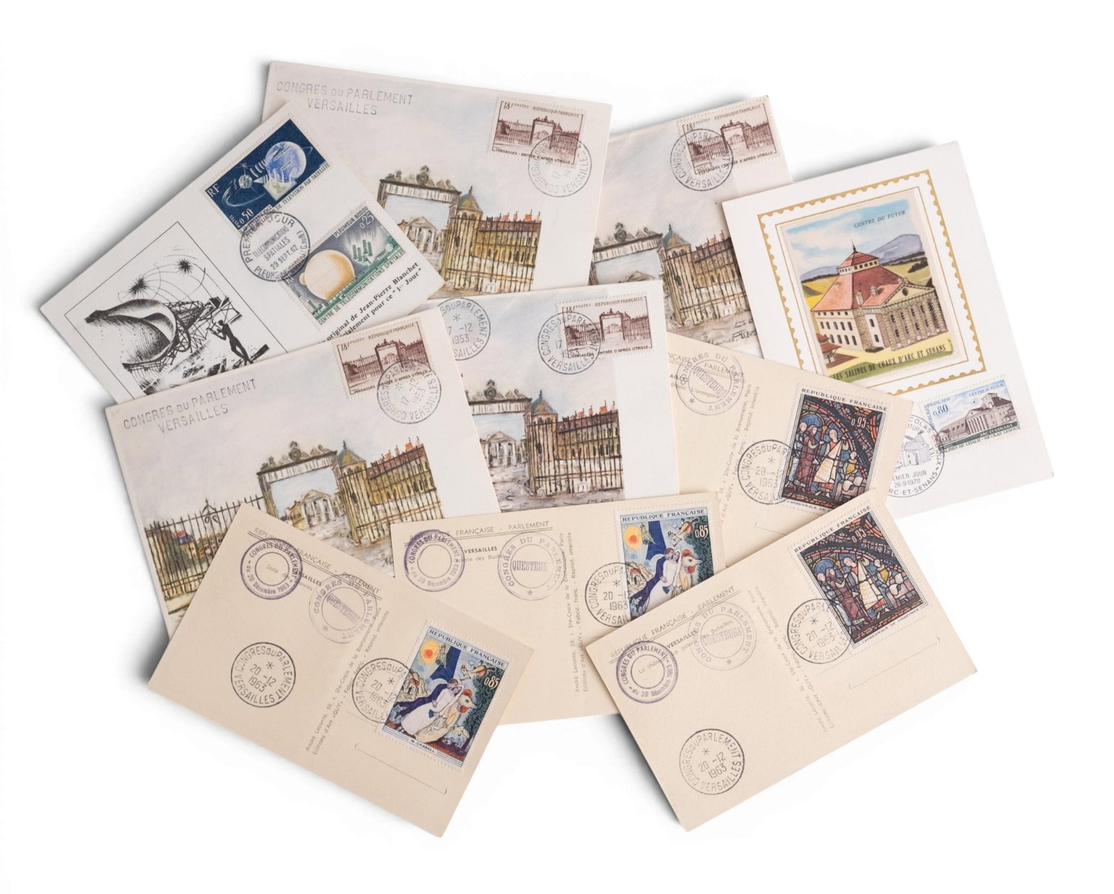 No Reserve- Signed Jacques Marette French First Day Covers & Versailles Postcard Collection (1 of 11)