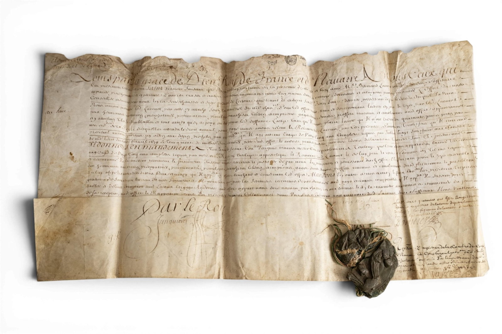 No Reserve- 1679 Signed French Royal Letters Patent, Louis XIV Era, Wax Seal (1 of 7)