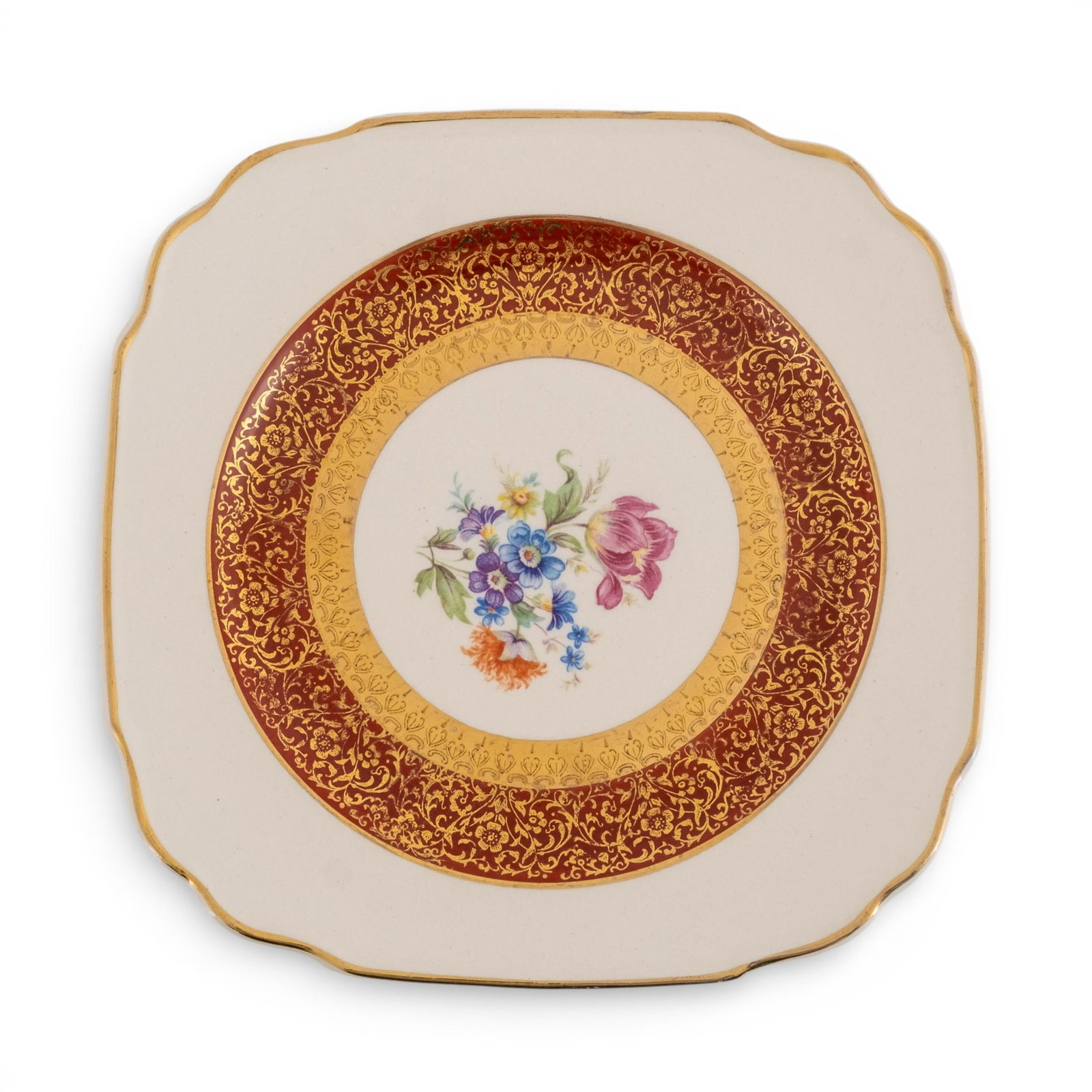 No Reserve- Set of Six Dresden Duchess Pattern Porcelain Bread and Butter Plates with 22K Gold Trim (1 of 8)