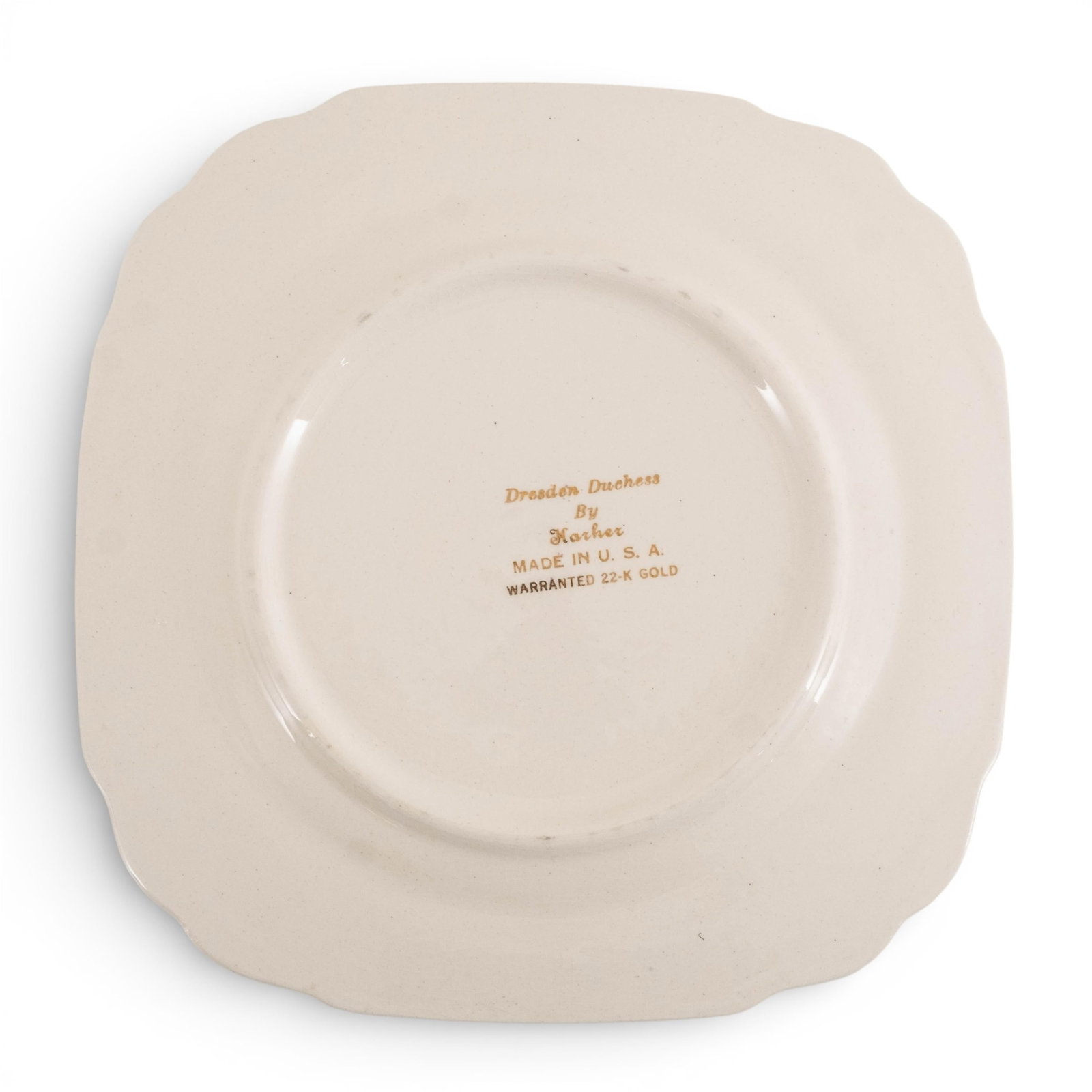 No Reserve- Set of Six Dresden Duchess Pattern Porcelain Bread and Butter Plates with 22K Gold Trim - 6