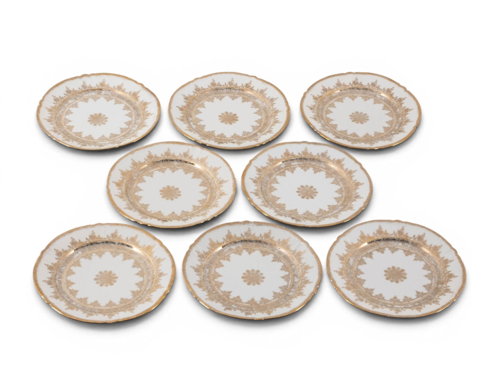 No Reserve- Gilt Porcelain Dessert Plates And Serving Dish Group - 4