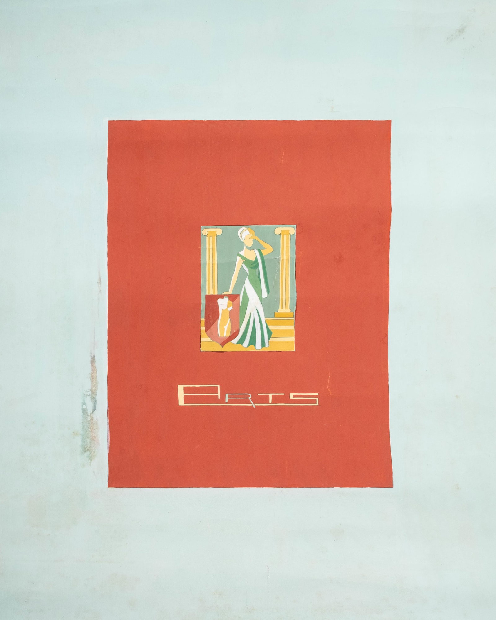 No Reserve- French Art Deco Arts Gouache Poster Design Painting - 2