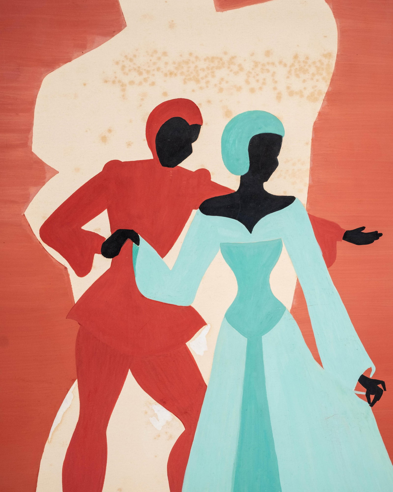 No Reserve- French Art Deco Bal Costume Atelier Colin Gouache Poster Design Painting - 4