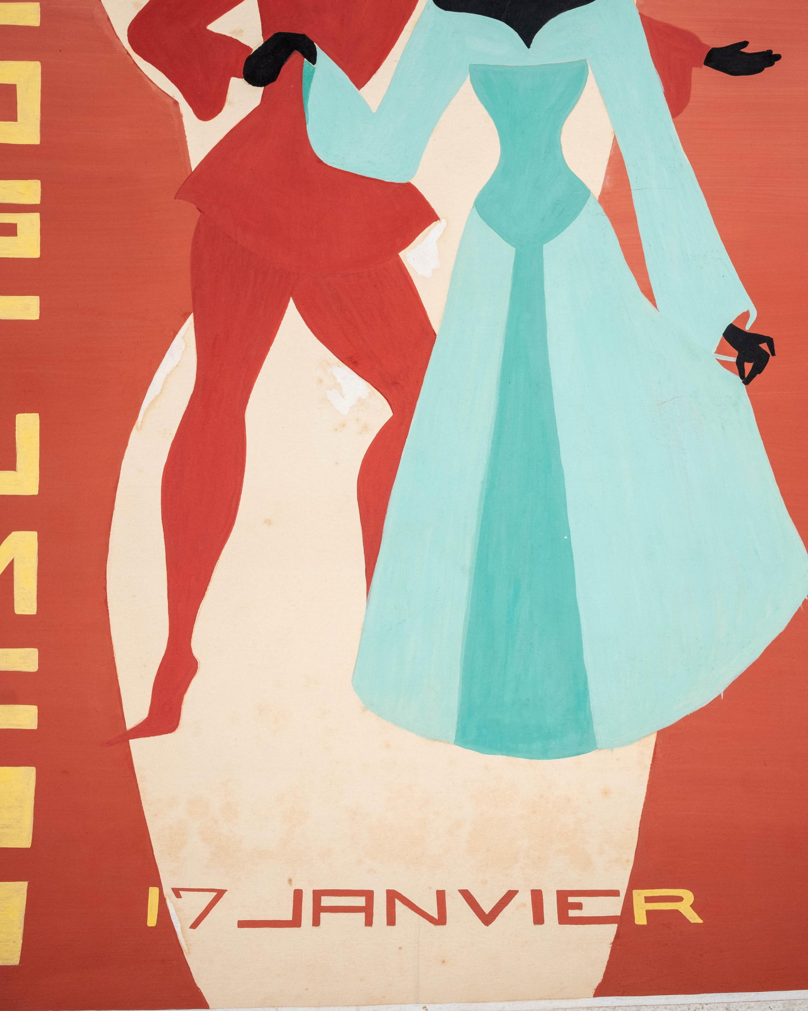 No Reserve- French Art Deco Bal Costume Atelier Colin Gouache Poster Design Painting - 5