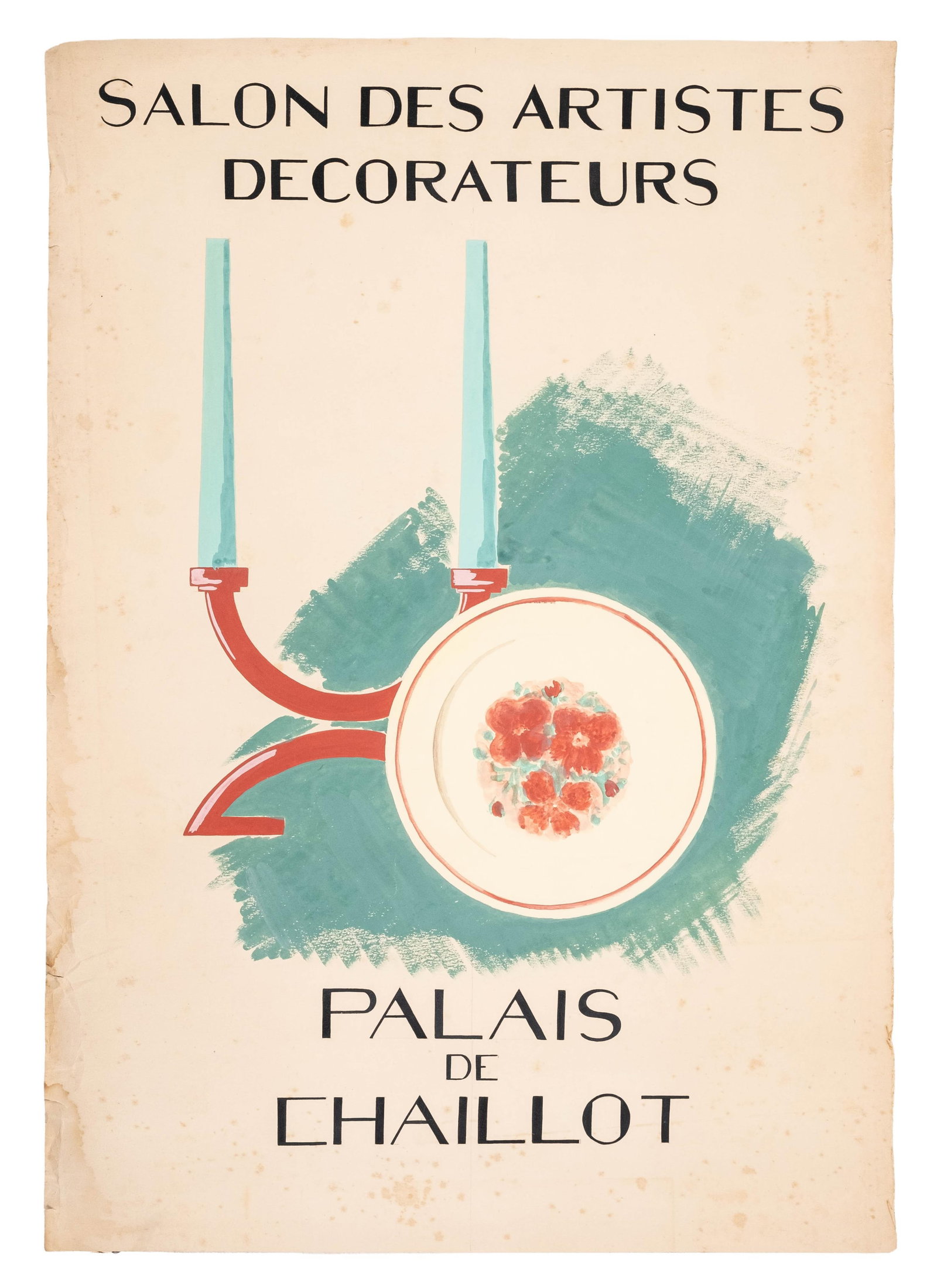 No Reserve- French Art Deco Salon Des Artistes Décorateurs Palais De Chaillot Gouache Poster Design - 3
