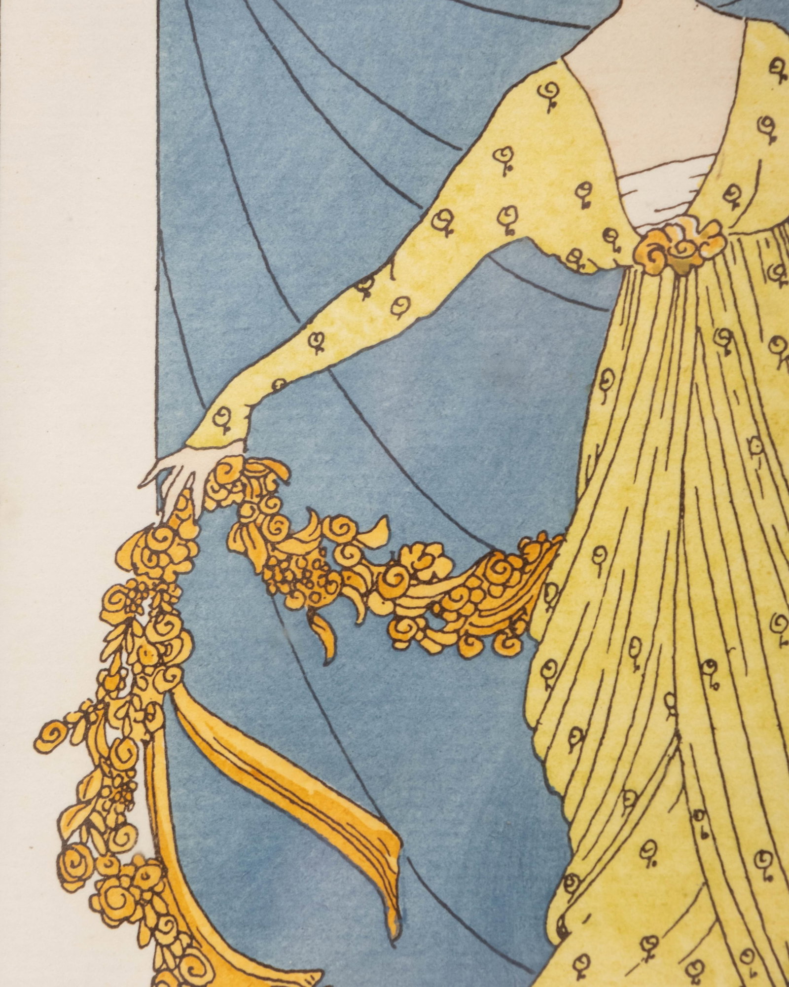 No Reserve- H. Robert Dammy, Art Nouveau Pochoir with Evening Gown designed by House of Doucet circa - 7