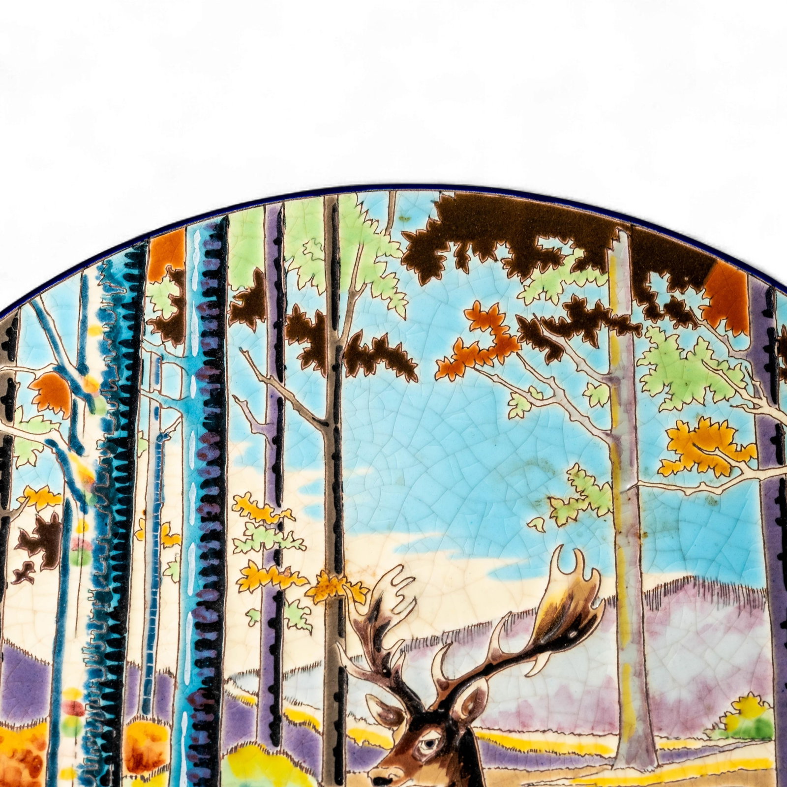 No Reserve- Longwy Artist signed 14 1/2 in Limited Edition “Clairiere" Enamel Charger 98/200 - 3