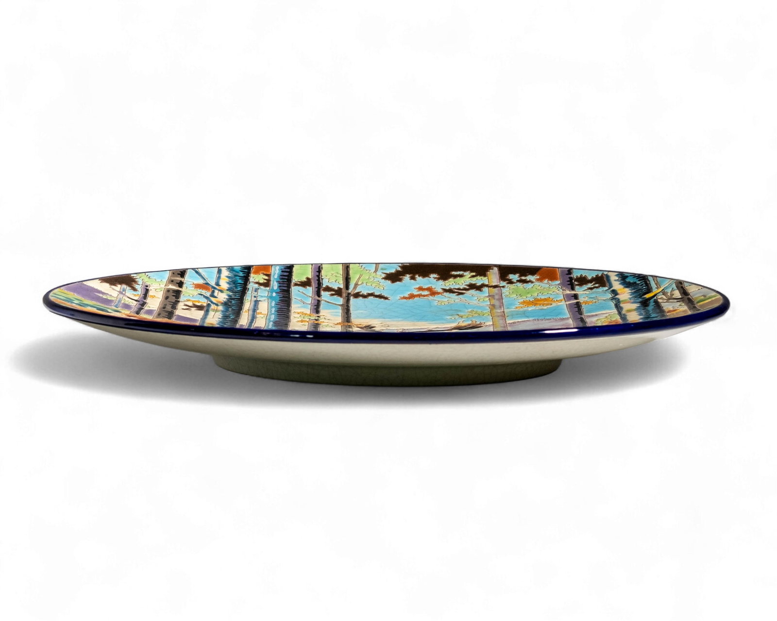 No Reserve- Longwy Artist signed 14 1/2 in Limited Edition “Clairiere" Enamel Charger 98/200 - 7