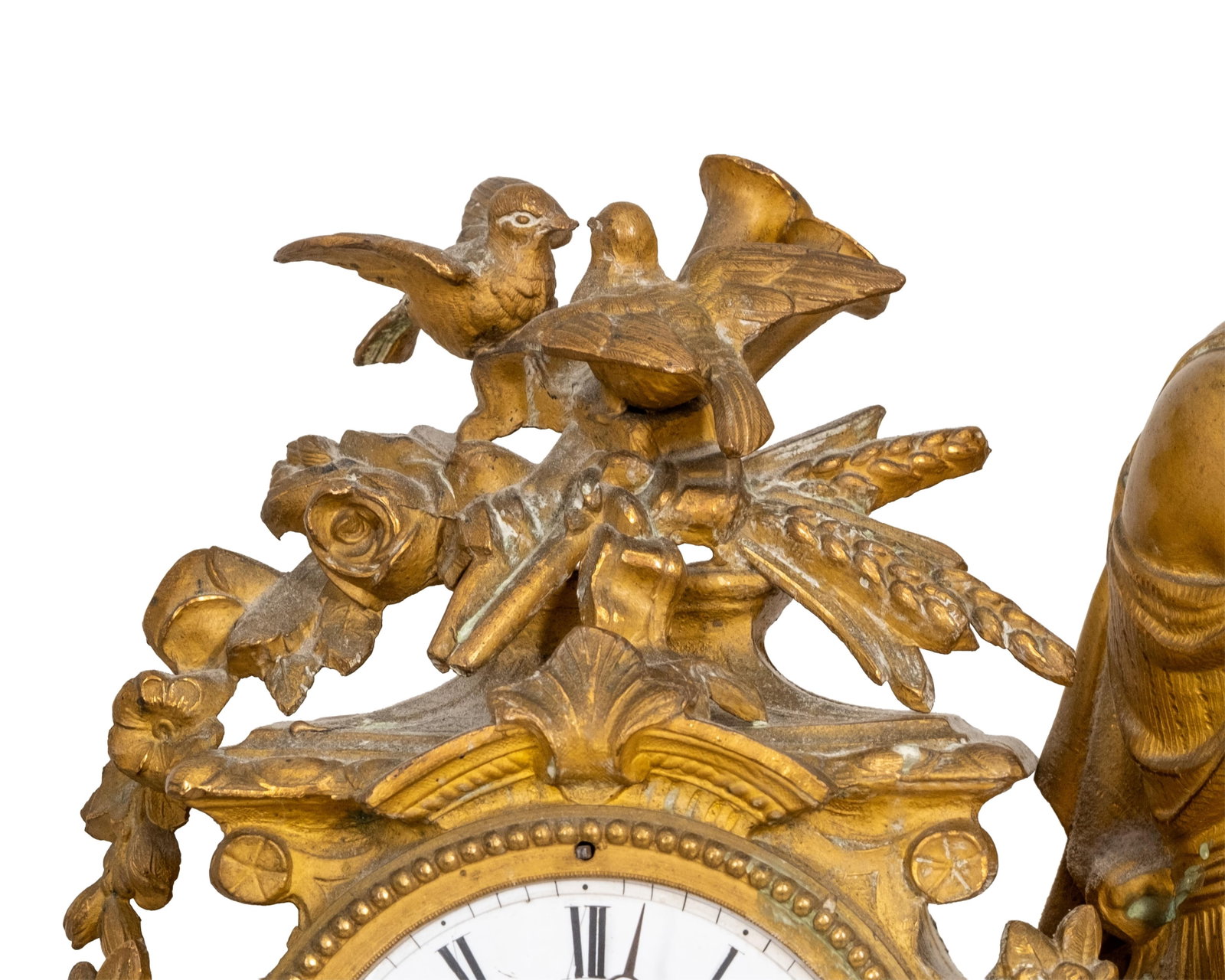 No Reserve- French Bronze and Marble Clock 19th Century with Allegorical Sculpture - 5
