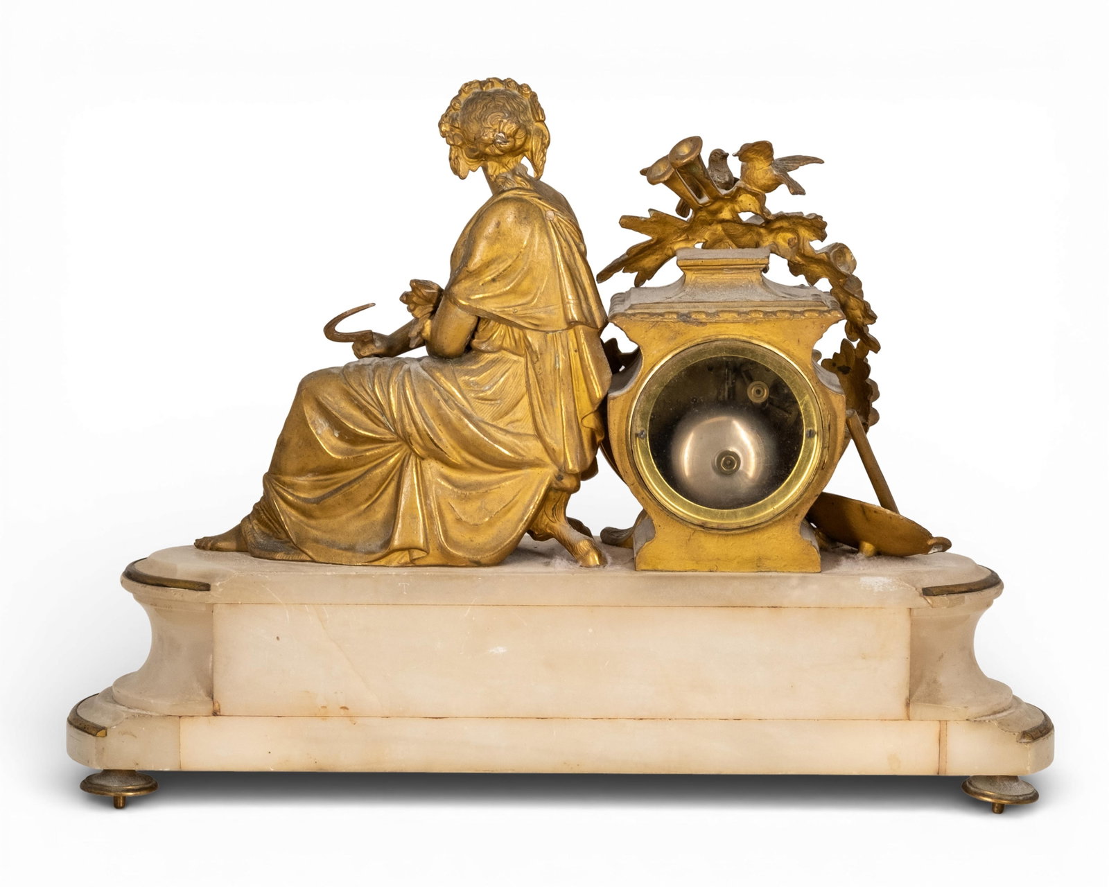 No Reserve- French Bronze and Marble Clock 19th Century with Allegorical Sculpture - 9
