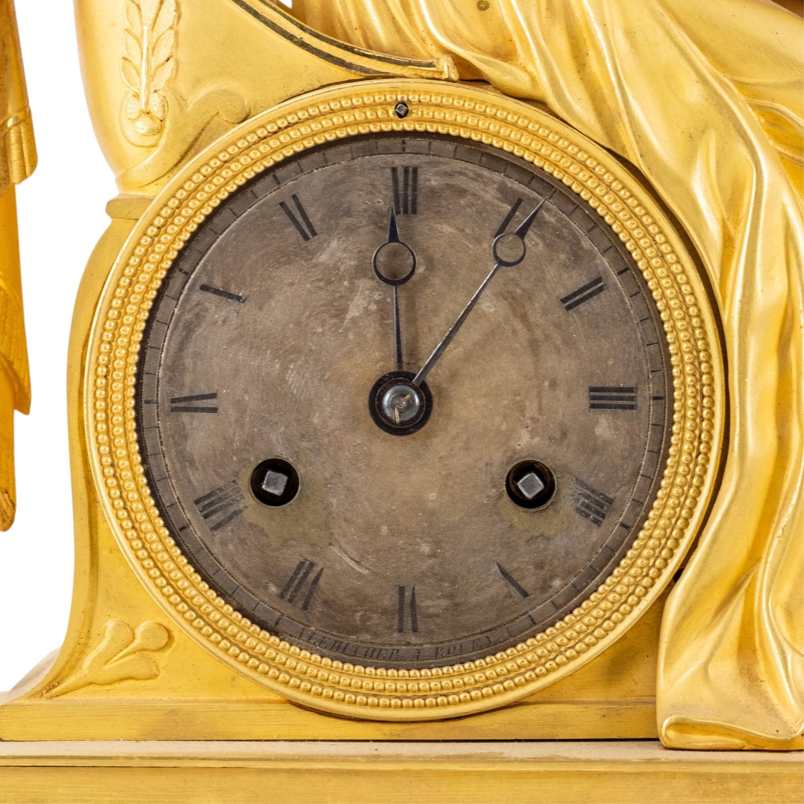 No Reserve- Le Hucher A Rouen signed Mantel Clock French 19th C. Gilt-Bronze 15" - 2