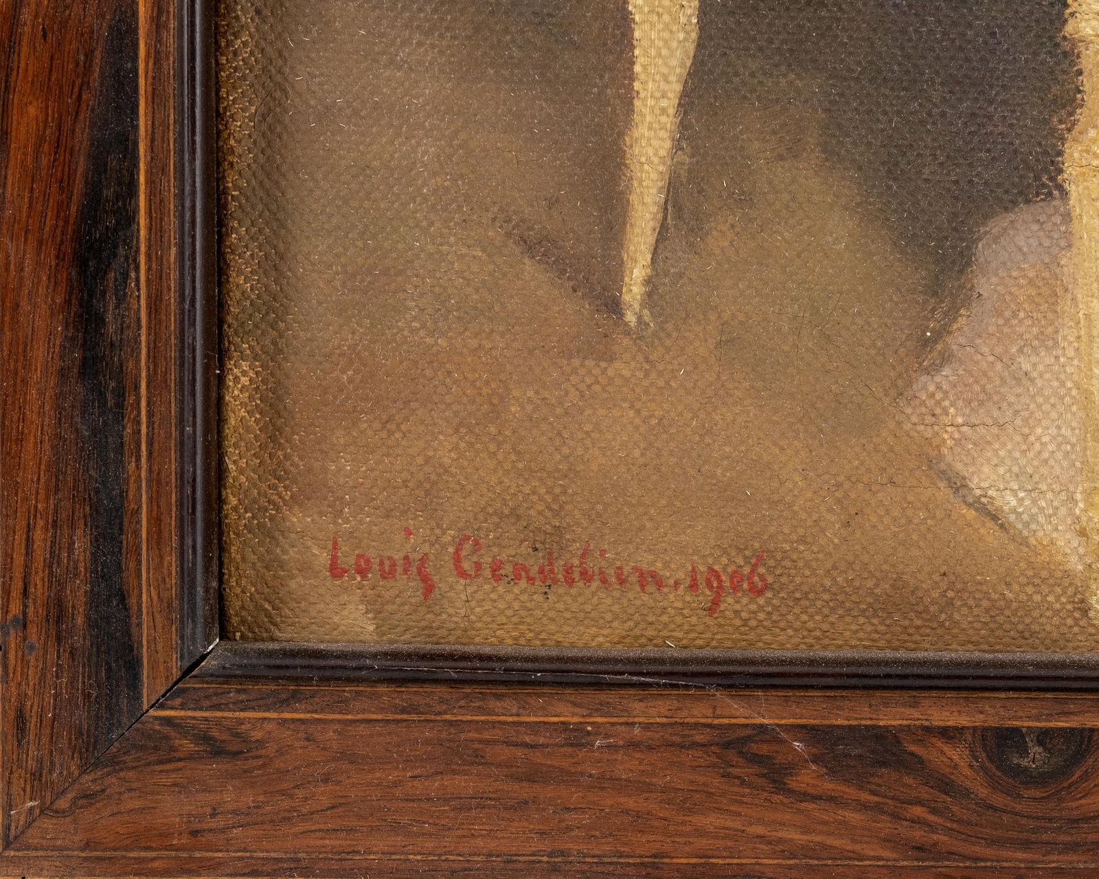 No Reserve- Signed Louis Gendebien Oil on Canvas Painting, Mother and Bassinet, 1906 - 4