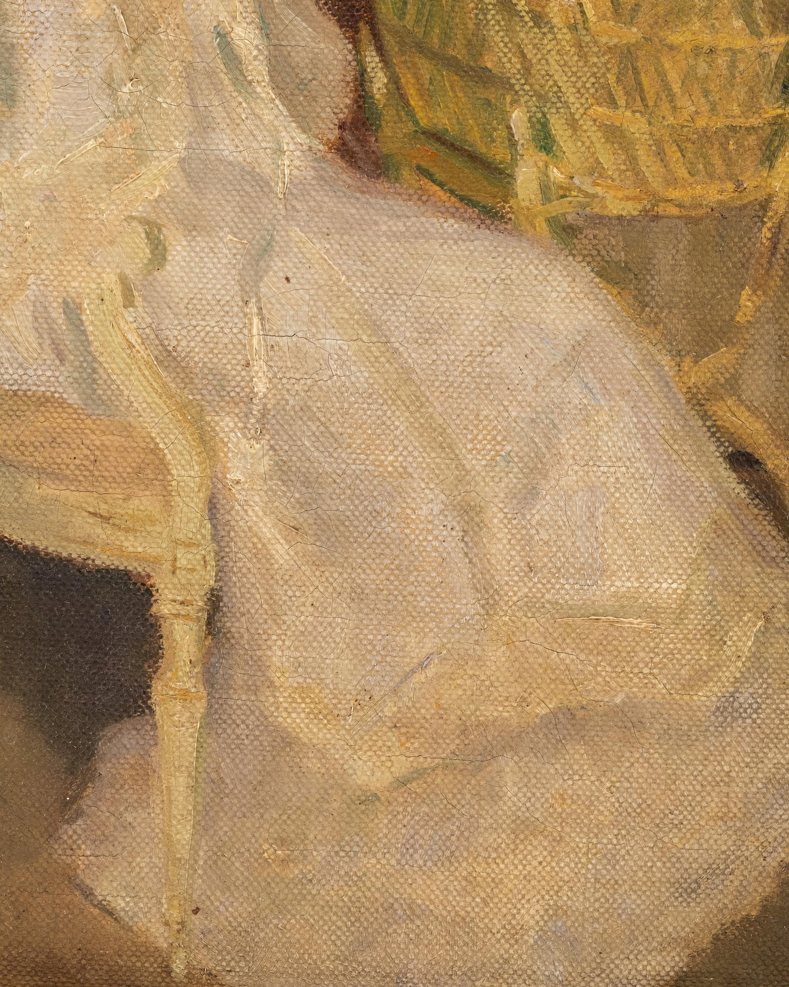 No Reserve- Signed Louis Gendebien Oil on Canvas Painting, Mother and Bassinet, 1906 - 7