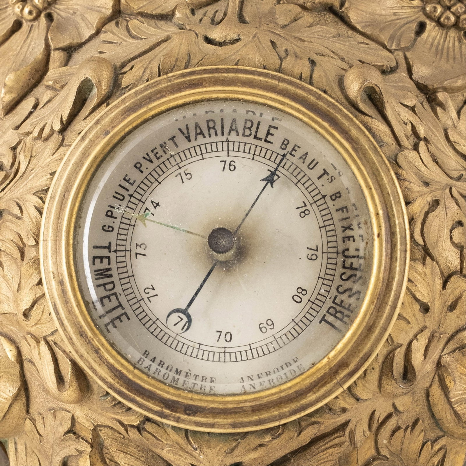 No Reserve- Art Nouveau Gilt Bronze Barometer With Butterfly Decoration - 5