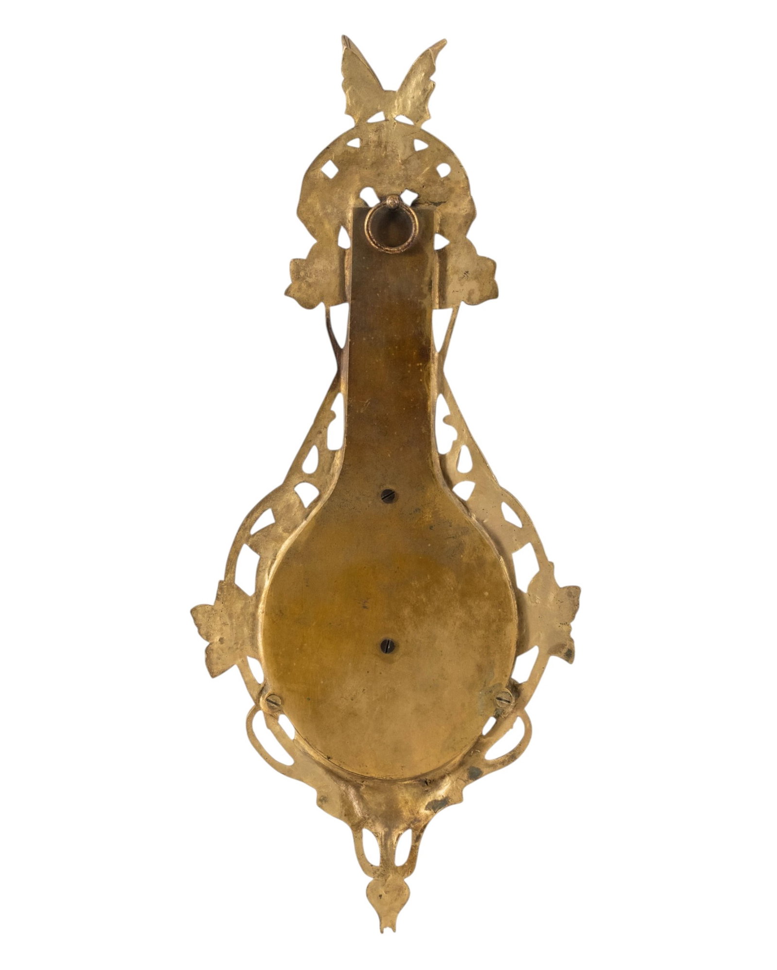 No Reserve- Art Nouveau Gilt Bronze Barometer With Butterfly Decoration - 7