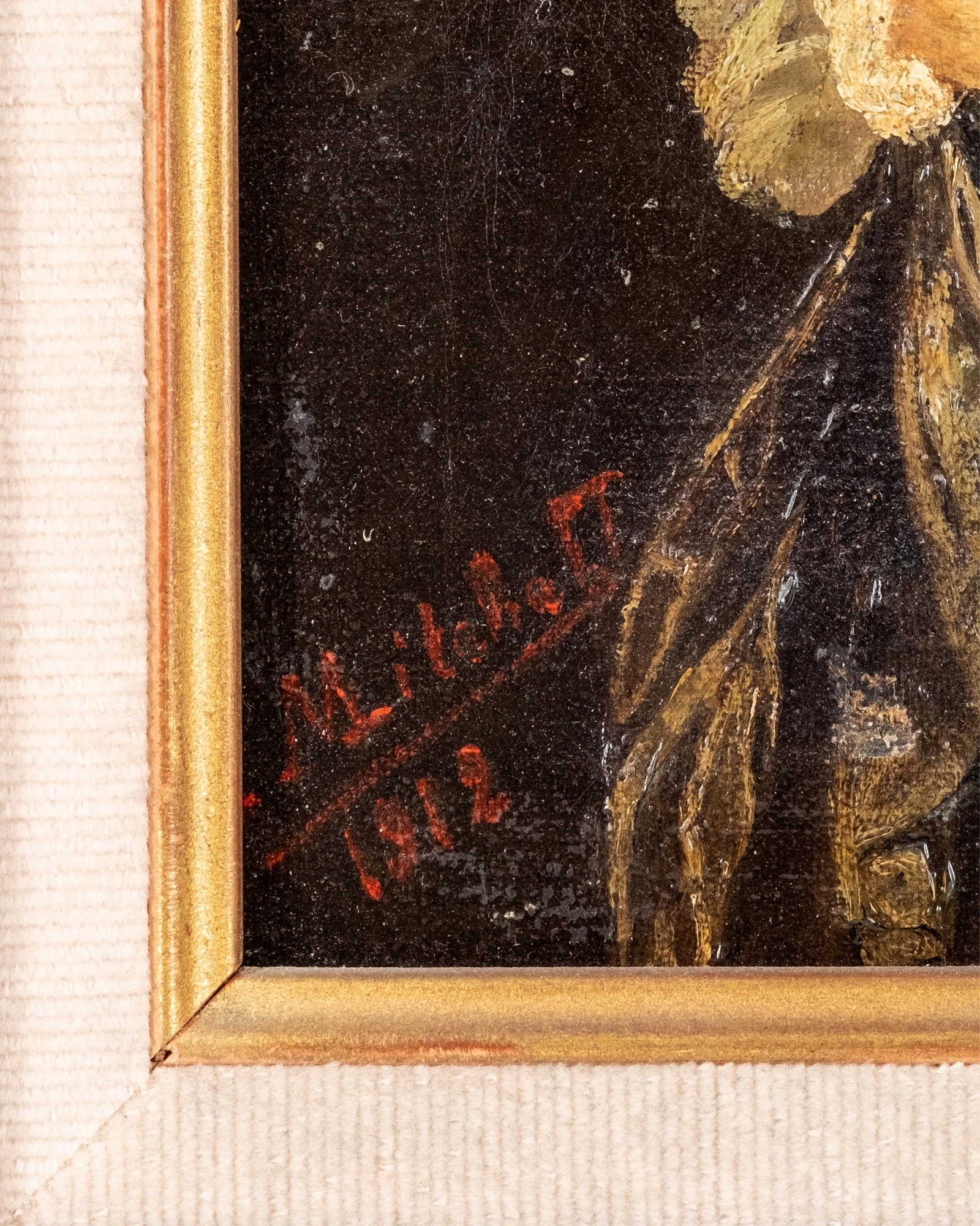 No Reserve- A. Mitchell Signed French 1912 Oil Painting, Portrait of Mme Delfino - 4
