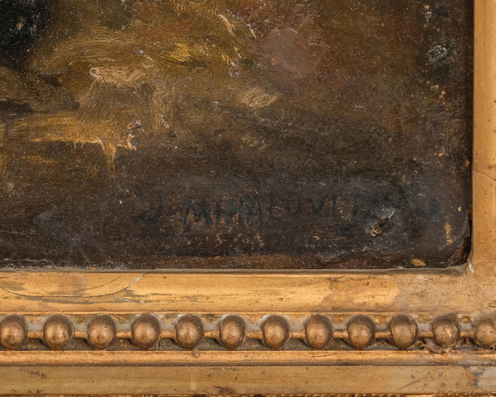 No Reserve- Miklos Mihalovits, The Promenade, Signed Oil on Cardboard Painting, Circa 1918 - 4